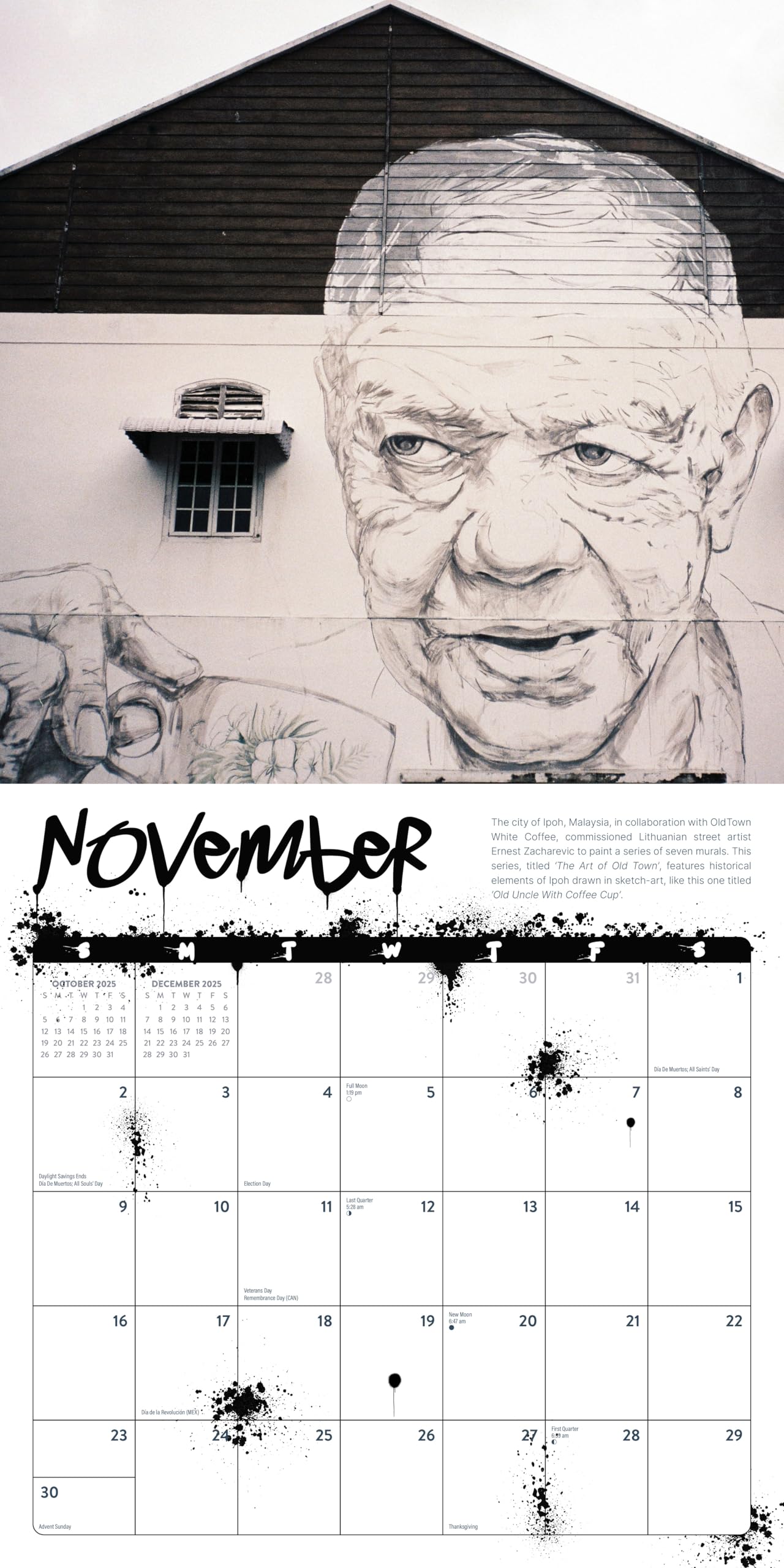 Modern Art Calendar 2025 | 12" X 24" Wall Calendar 12 Month