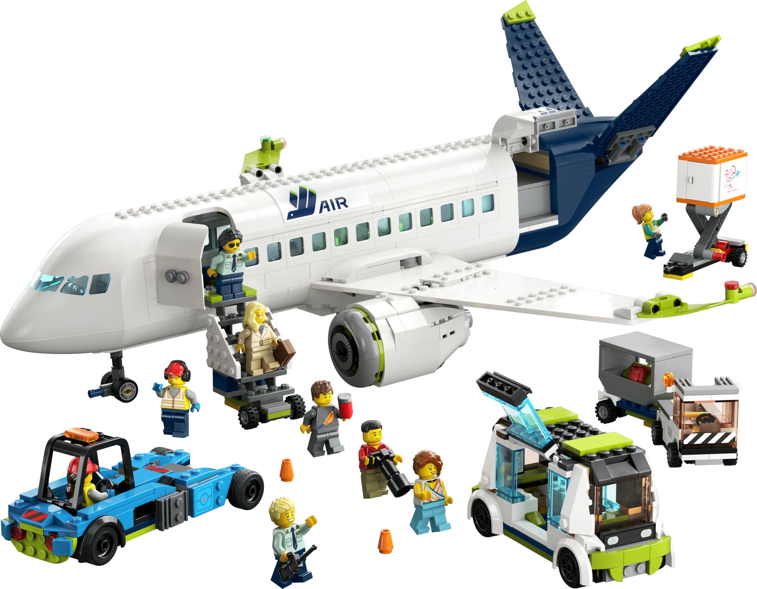 LEGO 60367 City Passagierflugzeug Spielzeug-Set, großes Flugzeug-Modell mit Fahrzeugen und 9 Minifiguren