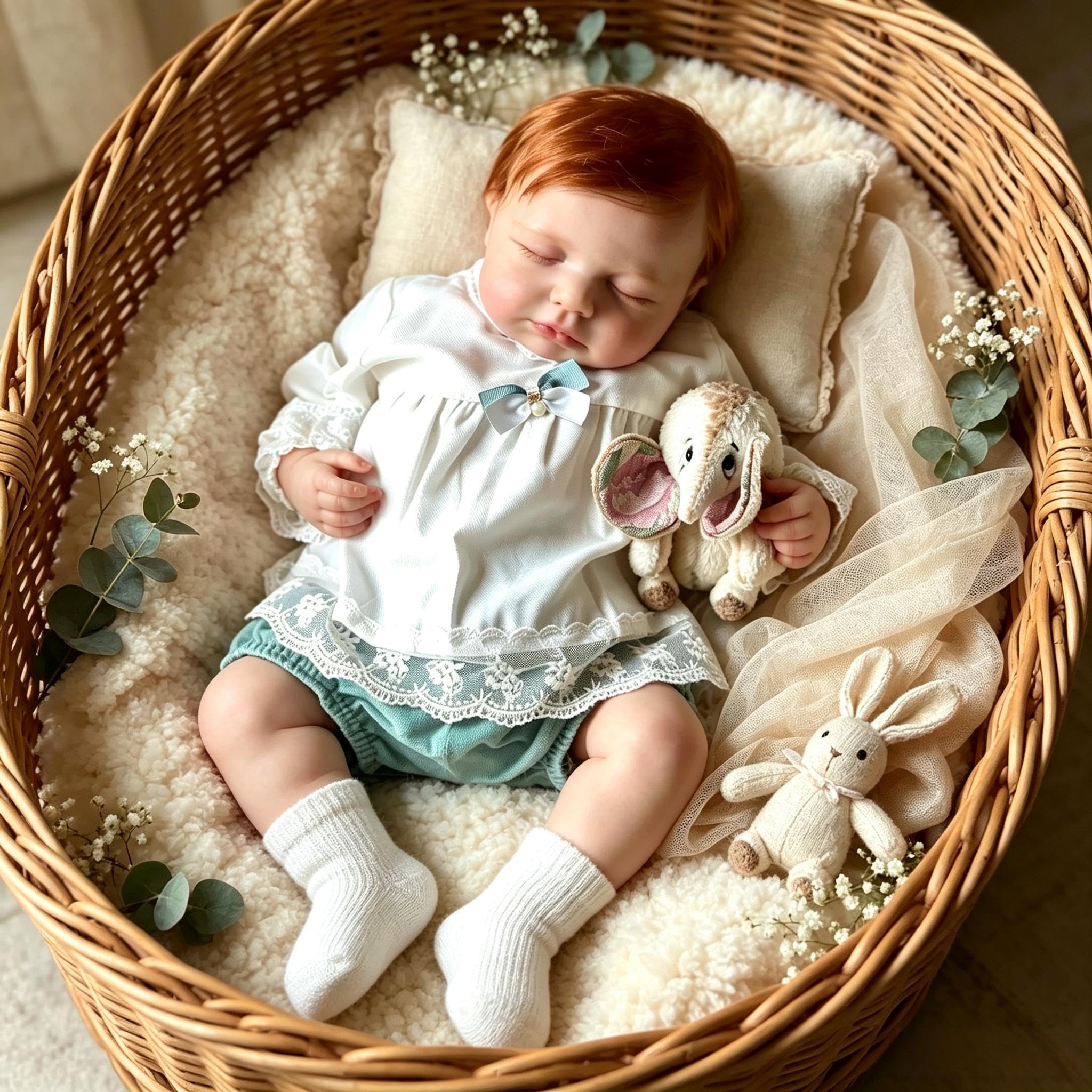 RXDOLL 50CM Reborn Baby Vollvinyl Lebensecht, Reborn Baby Mädchen Vollsilikon, Lebensechte Babypuppe Wie Echtes, Reborn Puppen Lebensecht, Echt Aussehende Puppe mit Haaren
