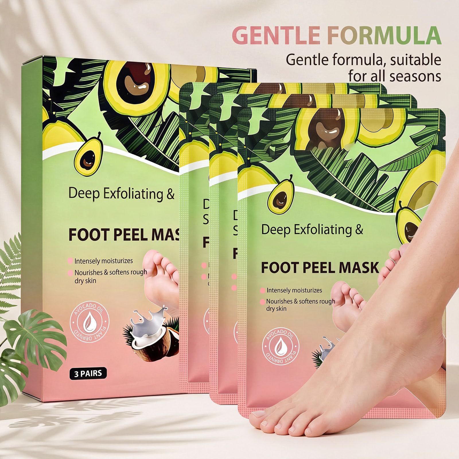 Maschera Idratante Peeling Piede con Olio di Avocado, Calze Maschera Esfoliante Delicato per Tacchi e Calli screpolati, Rimozione della Pelle Morta, Cura Idratante dei Piedi per Piedi Morbidi (9PCS)