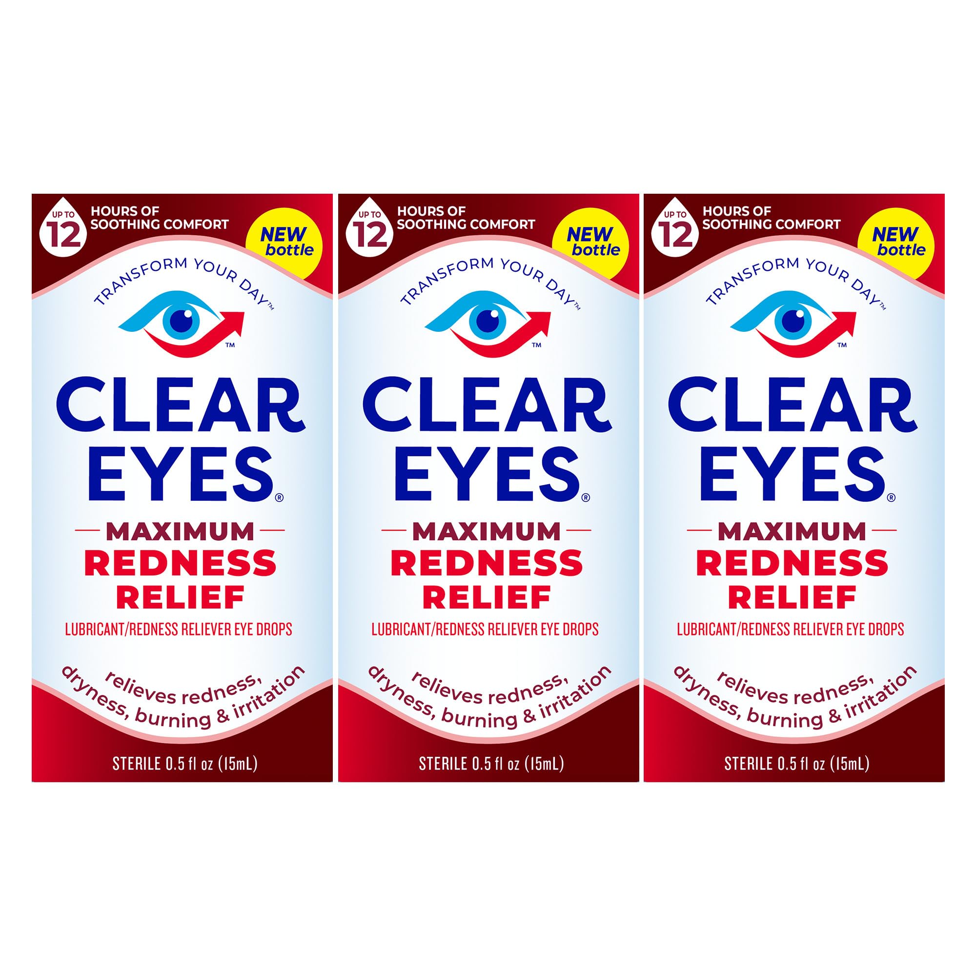 Clear EyesMaximum Redness Relief Eye Drops | 0.5 FL OZ | Pack of 3