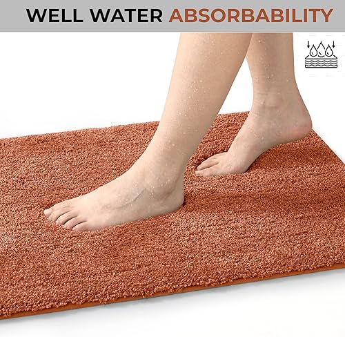 Miniatura 5 de YHF - Juego de 2 alfombras de baño de microfibra gruesa y suave, contorno en forma de U, lavables a máquina, alfombras de baño absorbentes,