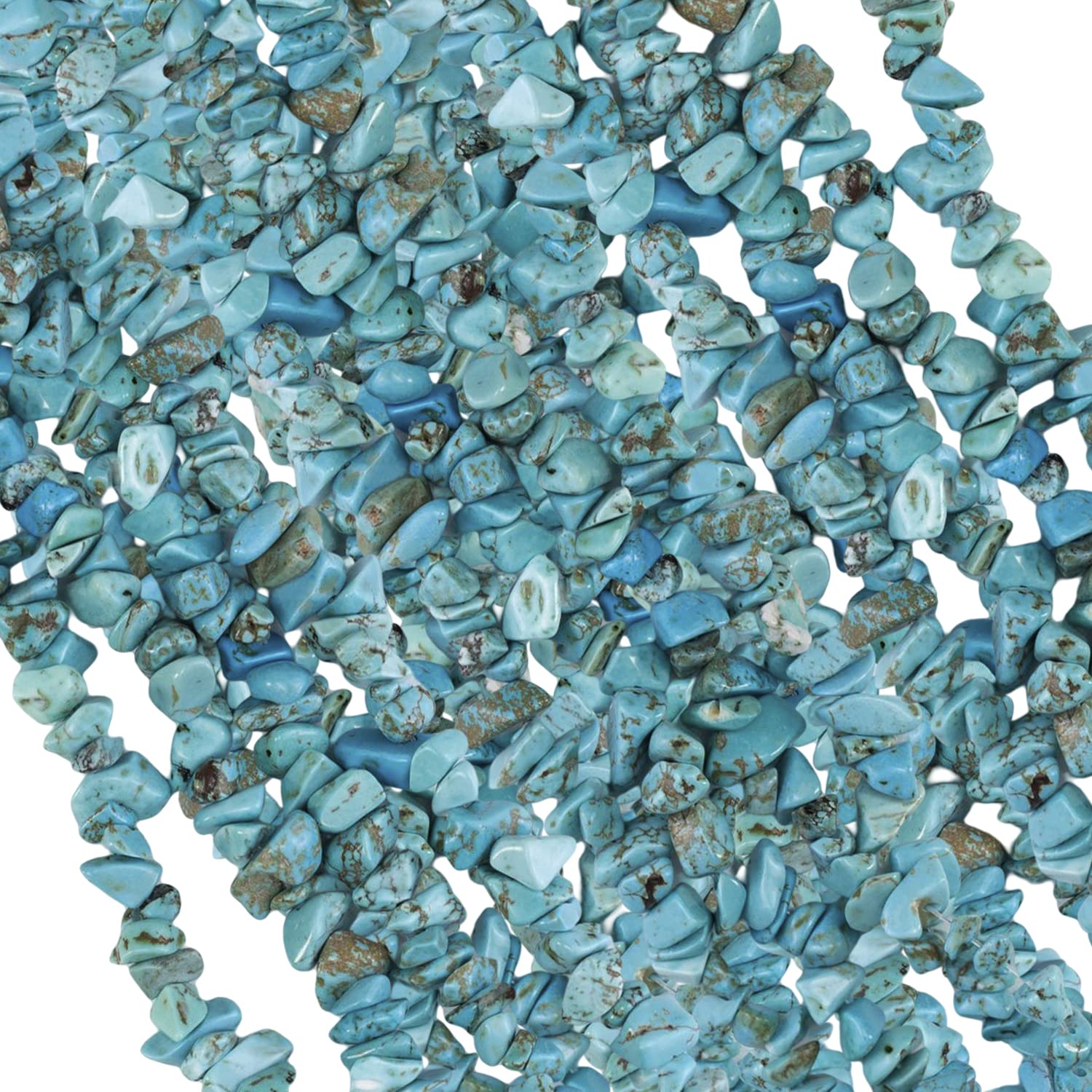 260pcs Natural Blue Turquoise Crystal Beads Chips 5mm to 8mm Irregular Gemstone Beads with Holes DIY for Bracelet Necklace Earrings Jewellery Making Craft 32 inch