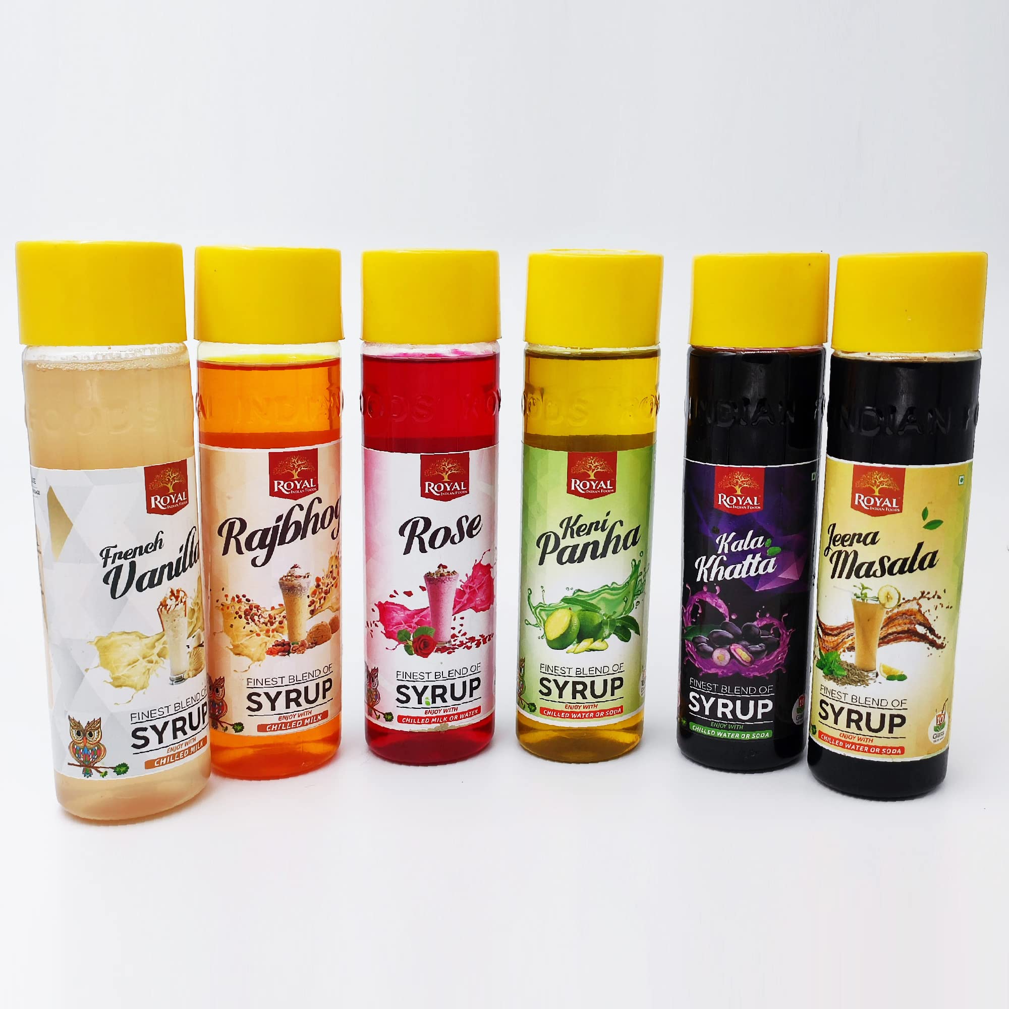 ROYAL INDIAN FOODS® FRENCH VANILLA-ROSE-RAJBHOG-KERI PANHA-JEERA MASALA-KALA KHATTA Finest Blend Of Syrup, 100% Natural, 250ml Makes 10-15 Drinks, Syrup Cold Brew (Pack of 6 X 250ML)-image-14