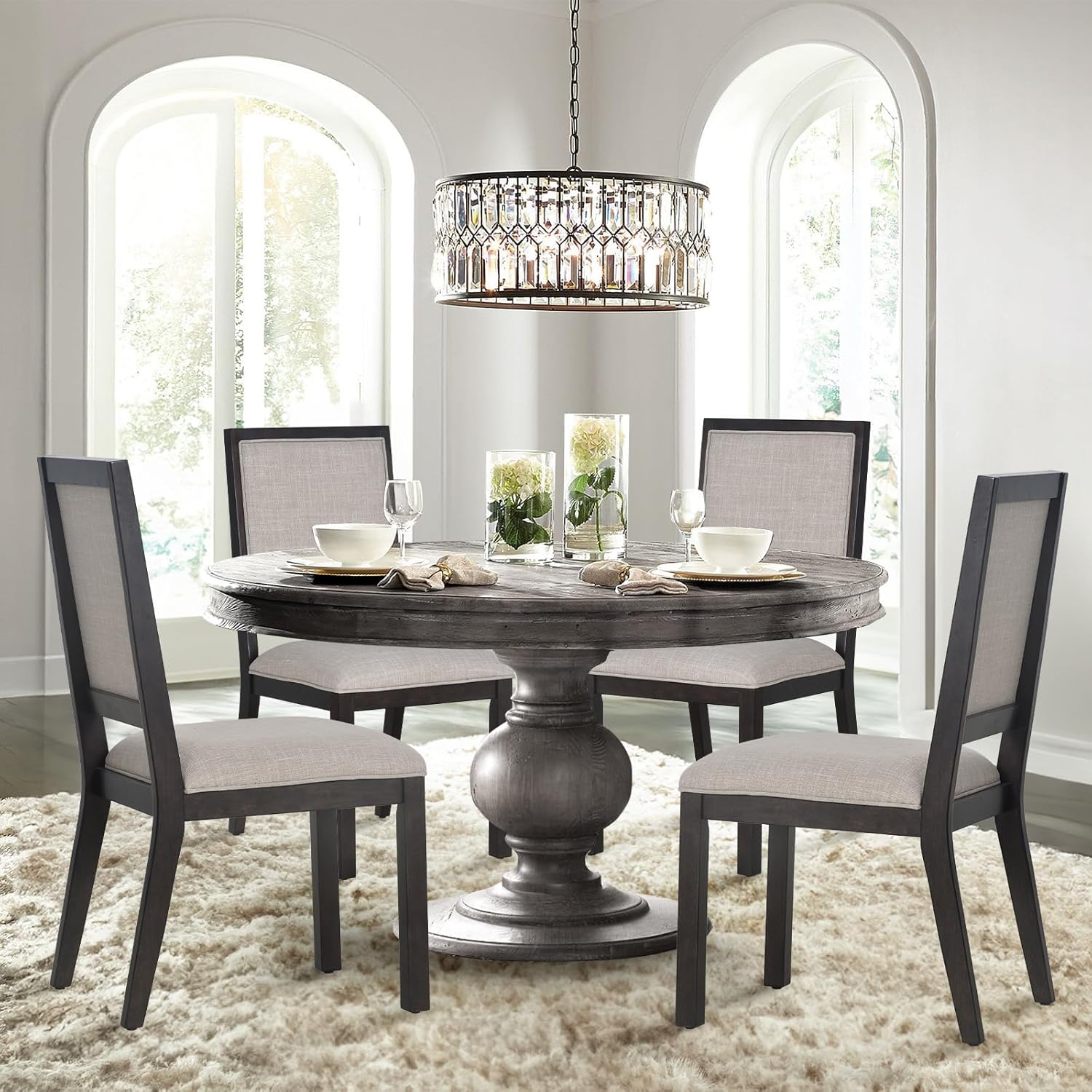 COLAMY Upholstered Dining Chairs Set of 2, Mid Century Modern Dining Room Chairs, 19 Inch Kitchen Chairs with Back for Dining Room Restaurant, Brown Brown Set of 2