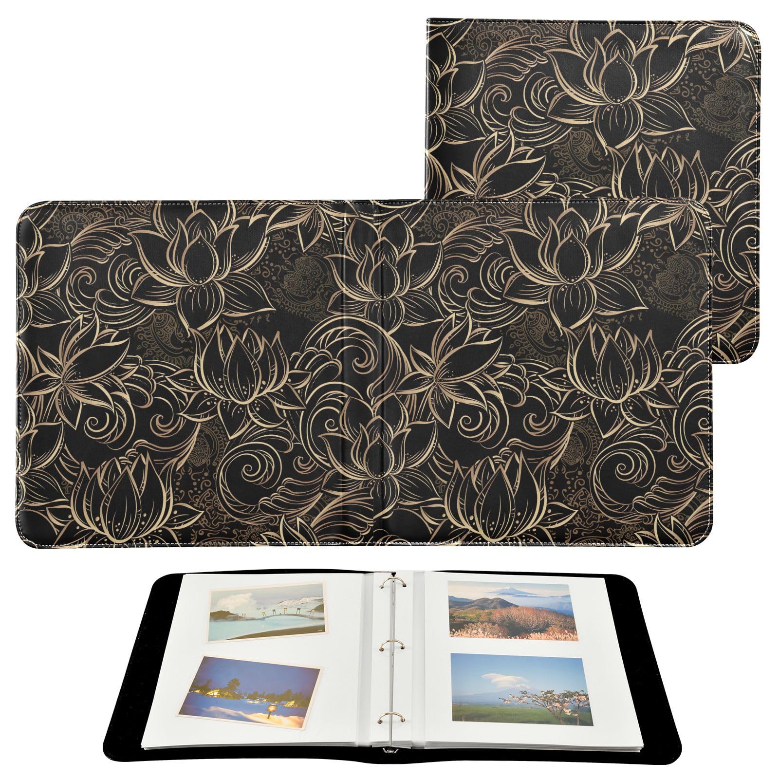 Álbumes de fotos, páginas autoadhesivas, estanterías, álbumes de fotos, álbumes de fotos para fotos de todos los tamaños, 4 x 7 pulgadas, flores de lujo