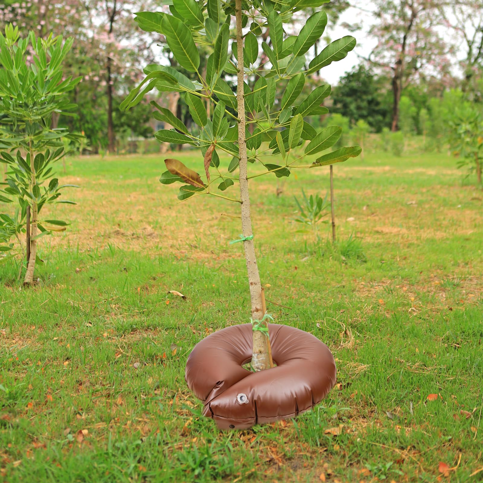 Bolsas de Riego para Plantas, Anillo de Riego por Goteo Bolsa de Riego por Goteo Plantas Dispositivos Riego Plantas Bolsas Riego Automáticas Árboles Donut Agua para Árboles Jardín (Marrón)
