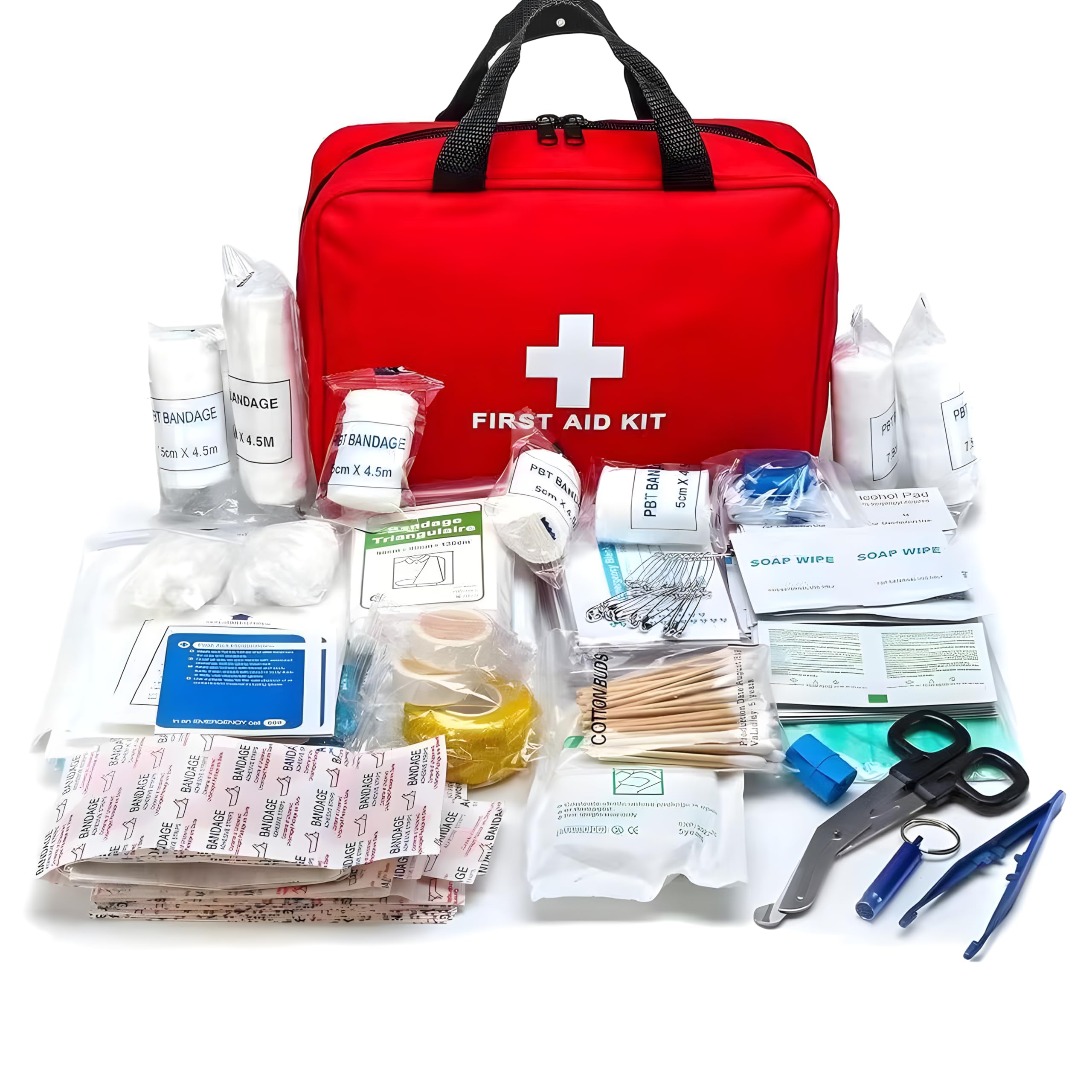Kit de primeros auxilios botiquin de primeros auxilios 170 piezas, 25x18x8cm kit supervivencia kit emergencia para coche casa lugar trabajo mochila y acampar