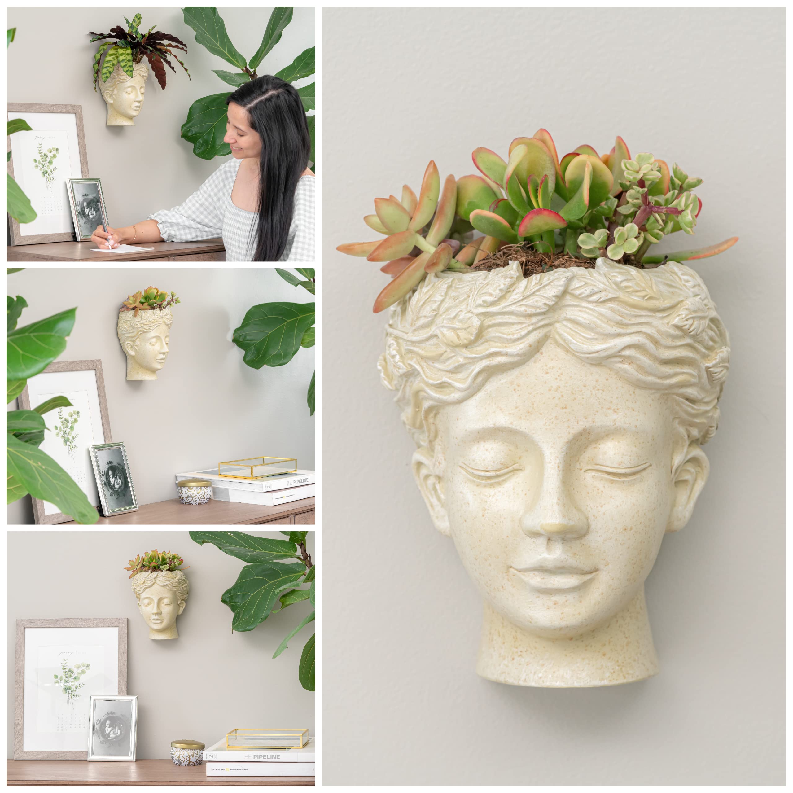 Concrete Flower Pot, Face Planter, Wall Planter, Hanging Planter