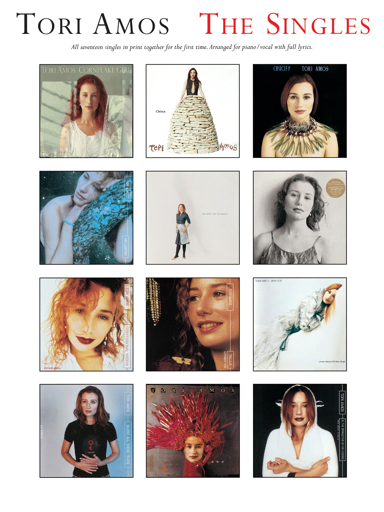 Tori Amos: The Singles | Piano Vocal Guitar Songbook with Full Lyrics and Chords | Pop Rock Sheet Music Collection with 17 Greatest Hits | Piano Songbook for Intermediate Musicians
