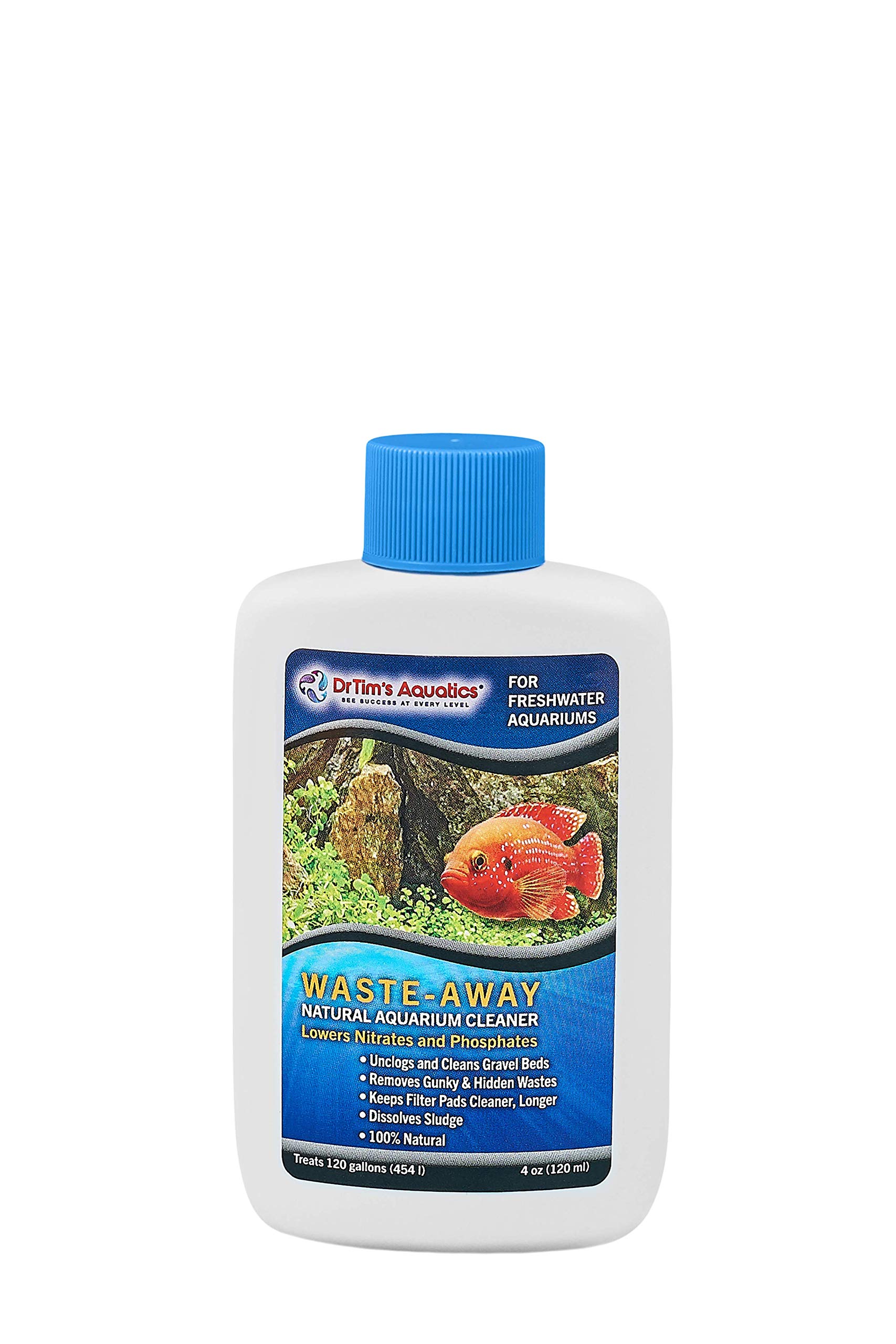 Freshwater Waste-Away Sludge Busting Bacteria – For Freshwater Aquaria, Fish Tanks, Aquariums – Unclogs, Cleans Gravel Beds, Removes Hidden Wastes – 100% Natural, 4 oz - treats 120 gallons (071)