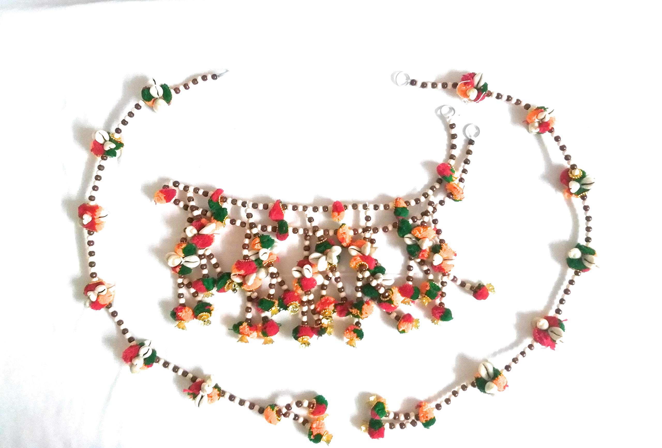 Orange Enterprise India Traditional Multi Zula with Beads Handmade Toran -37 Inches with 2 Latkan -28 Inches