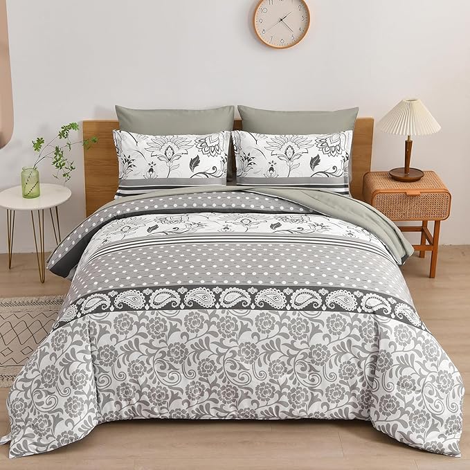 Paisley Bed in a Bag King Paisley Floral Pattern Comforter Set 7 Pieces Paisley