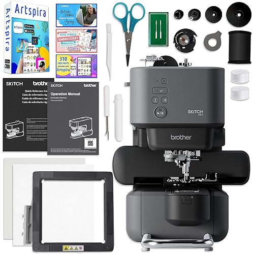 Brother Skitch PP1 4" x 4" Embroidery Machine with Brother Artspira Software & Accessories