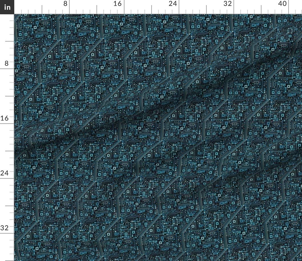 Spoonflower Fabric - Blue Small Nerd Geek Technology Circuit Robot Computer Tech Nerdy Printed on Petal Signature Cotton Fabric by The Yard - Sewing Quilting Apparel Crafts Decor
