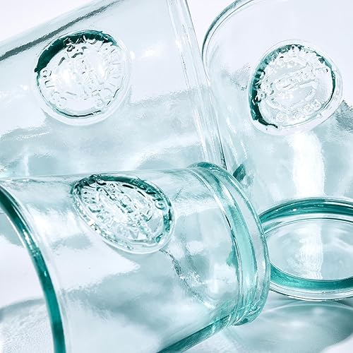 Miniatura 6 de DESIGNED BY VSM Vidrios San Miguel, vasos de 8 onzas, hechos de vidrio 100% reciclado, juego de 6, auténtica cristalería antigua en relieve, ideal