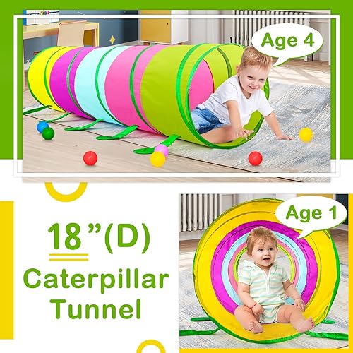 Miniatura 2 de Moncoland Tienda de campaña de túnel de juego para niños pequeños, colorido juguete desplegable para bebés, niños o perros y gatos con malla