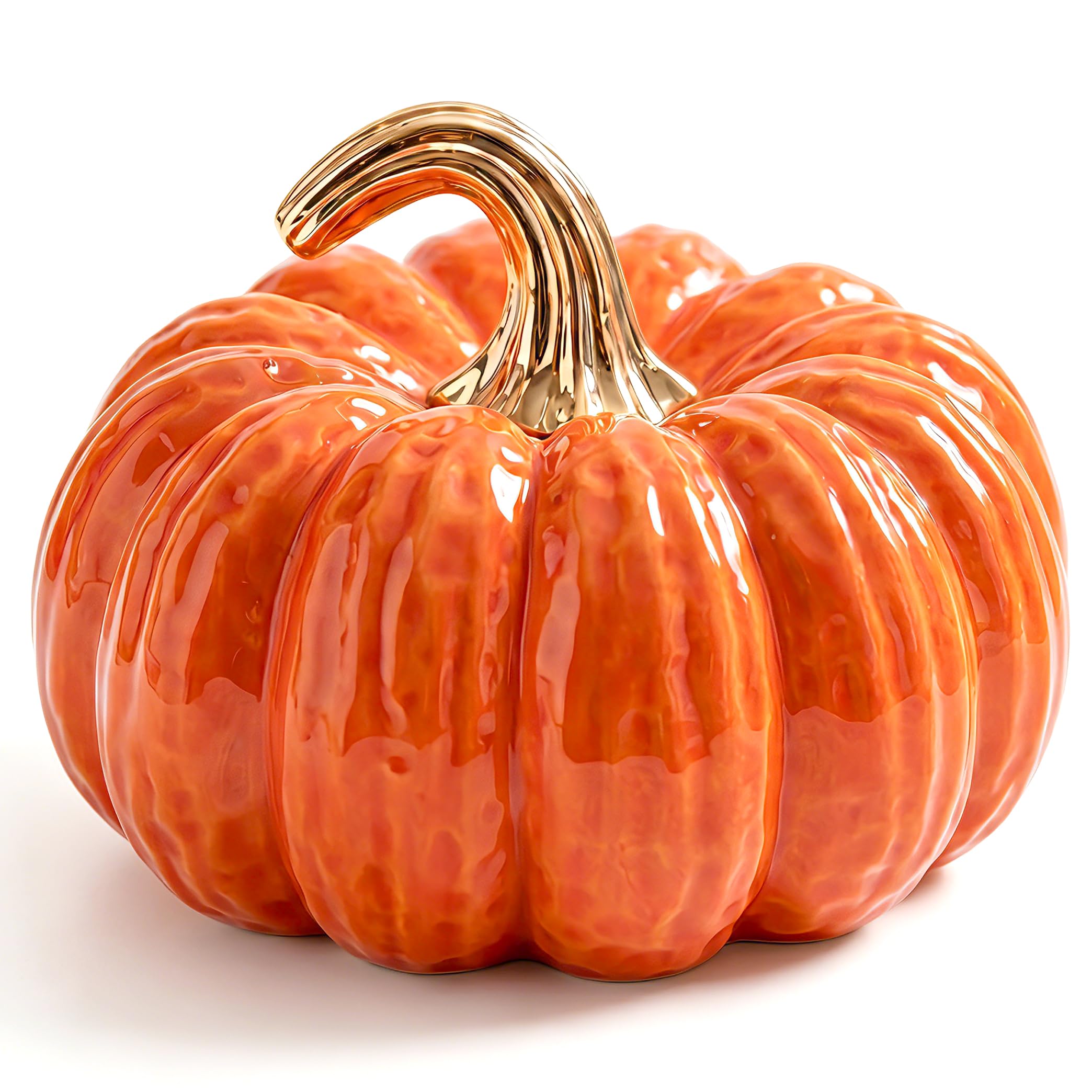 Zucche artificiali arancioni in ceramica, 20 cm, grandi statuette finte di zucca di Halloween, per autunno, raccolto e Ringraziamento, casa, centrotavola, artigianato, decorazioni per esterni