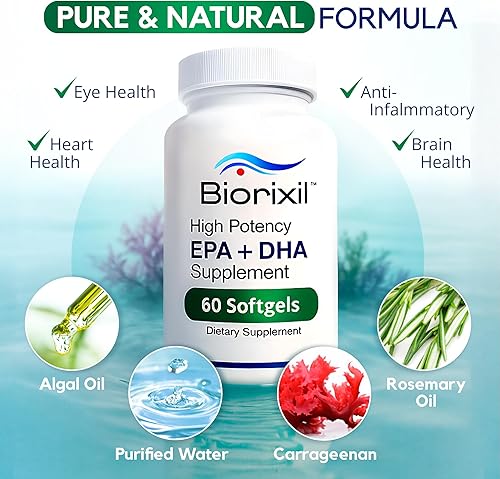 Miniatura 8 de Alternativa de aceite de pescado vegano Omega-3 del aceite de algas  Suplemento EPA y DHA de alta potencia  Cápsulas pequeñas de gel suave fáciles