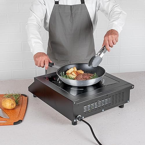 Miniatura 6 de Restaurantware -Kitchen Tek - Placa de inducción de 3500 W, 1 placa eléctrica con sensor táctil - 140F a 465F, 10 ajustes de potencia, estufa de