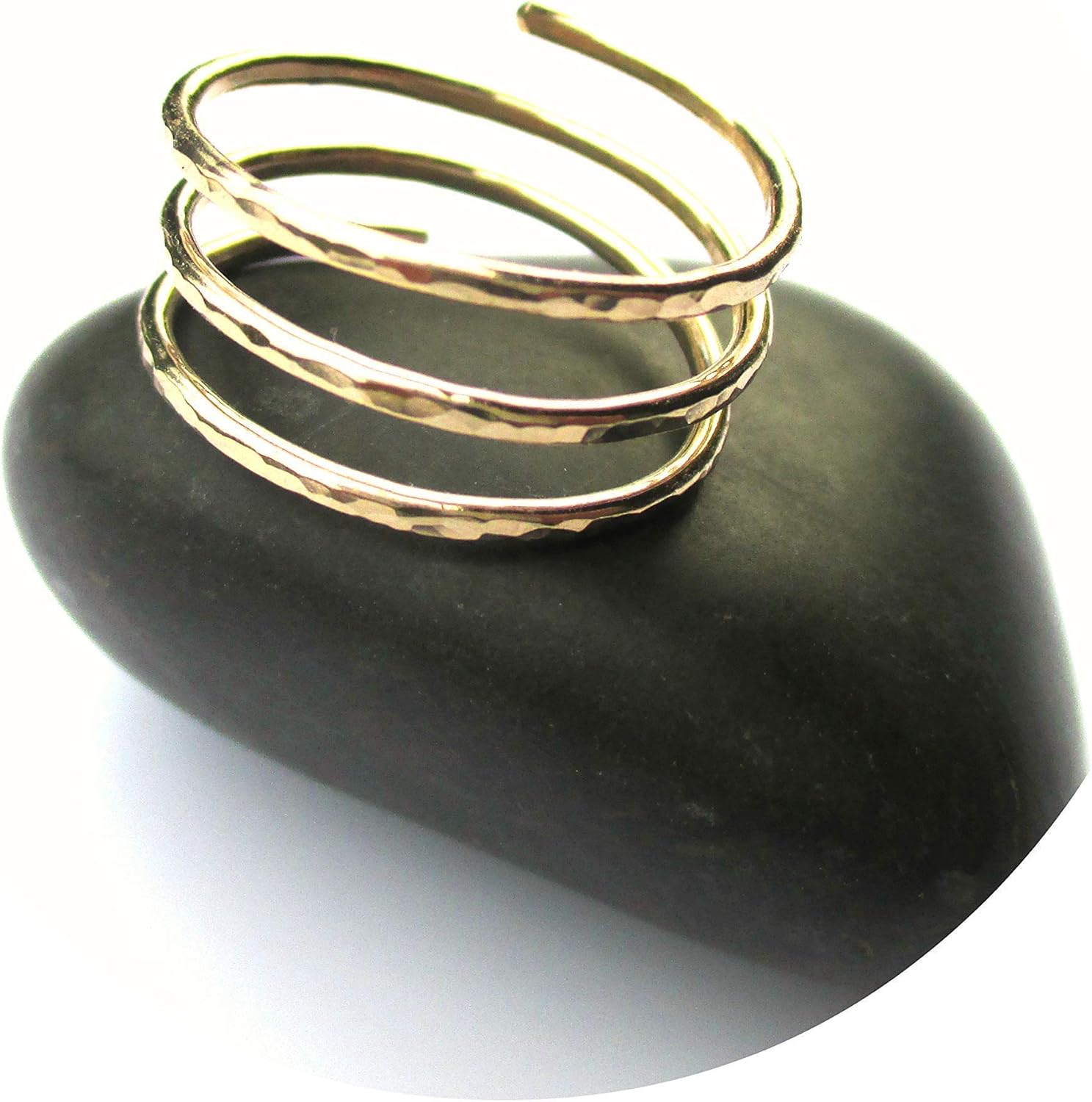 Gold Wraparound Ring in 14k Gold Filled Wire, Adjustable Triple Band - Image 2