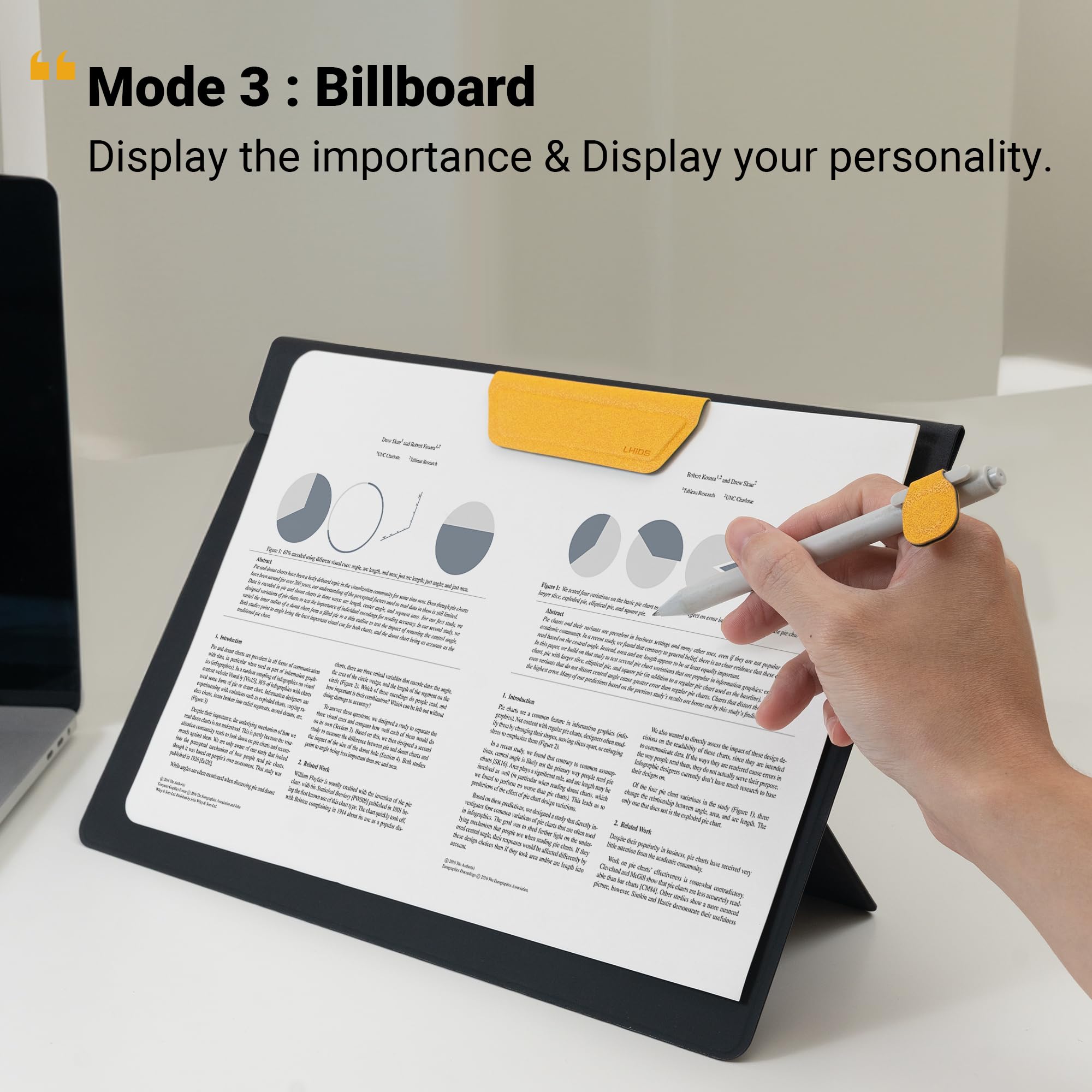 LHiDS Creative Folio 2.0 with Stand, Business Portfolio Resume, 3-in-1 Padfolio con accessori magnetici, Clipboard (giallo, A4 2.0)