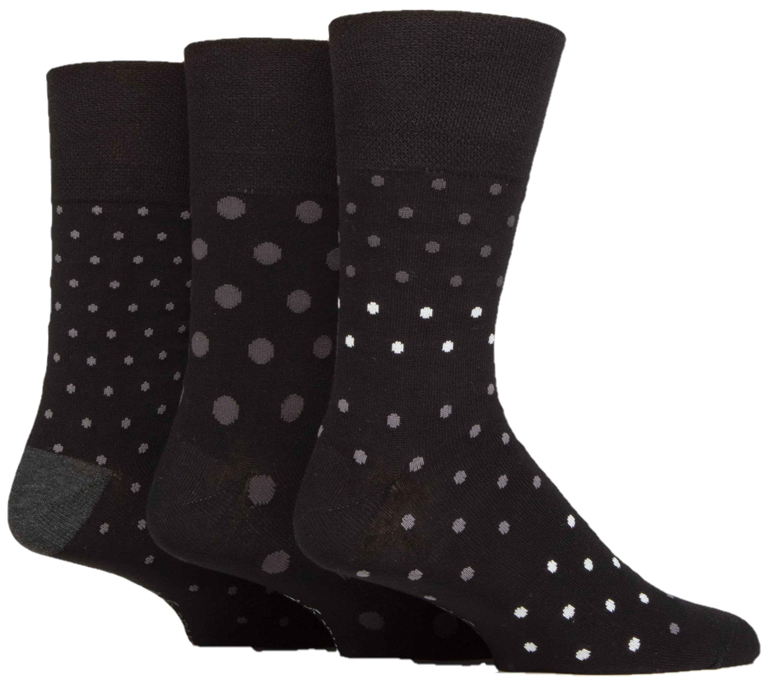 Gentle Grip Mens Striped Plain and Patterned Soft Breathable Bamboo Socks in Mulitpack of 3 Assorted Colours Sizes 6-11 Monochrome Eclipse 6-11