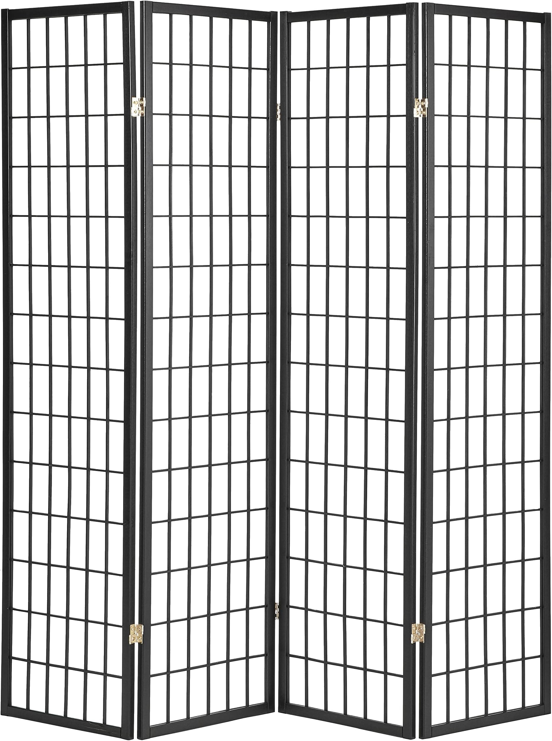 ORE International 4-Panel Shoji Screen Room Divider, Black