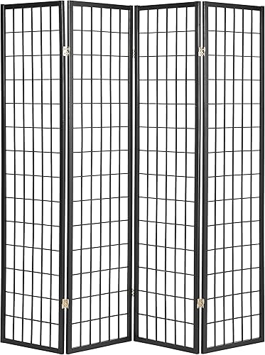 ORE Panel internacional Shoji, pantalla divisora de habitaciones, 4 paneles, color negro