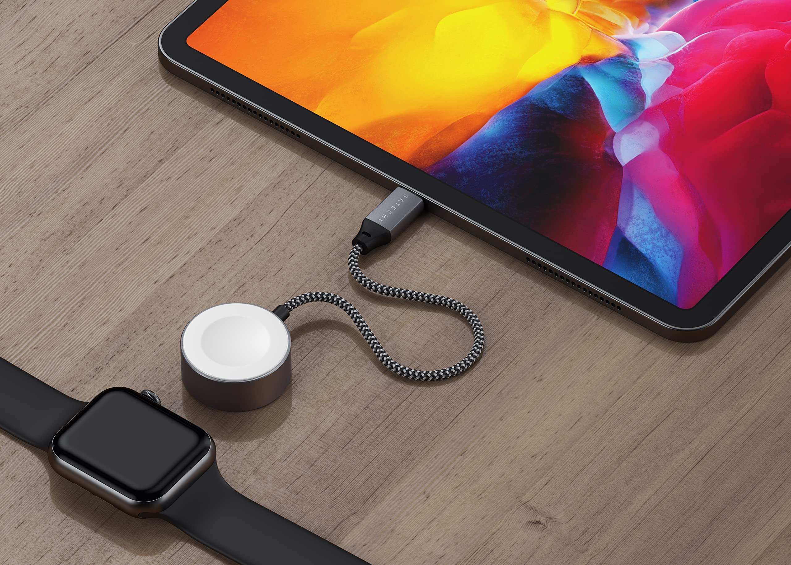 SATECHI magnetisches MFi USB-C Ladegerät für Apple Watch, 2,5 W | 18-cm-Kabel, kompatibel mit Series 1–11, Ultra und SE