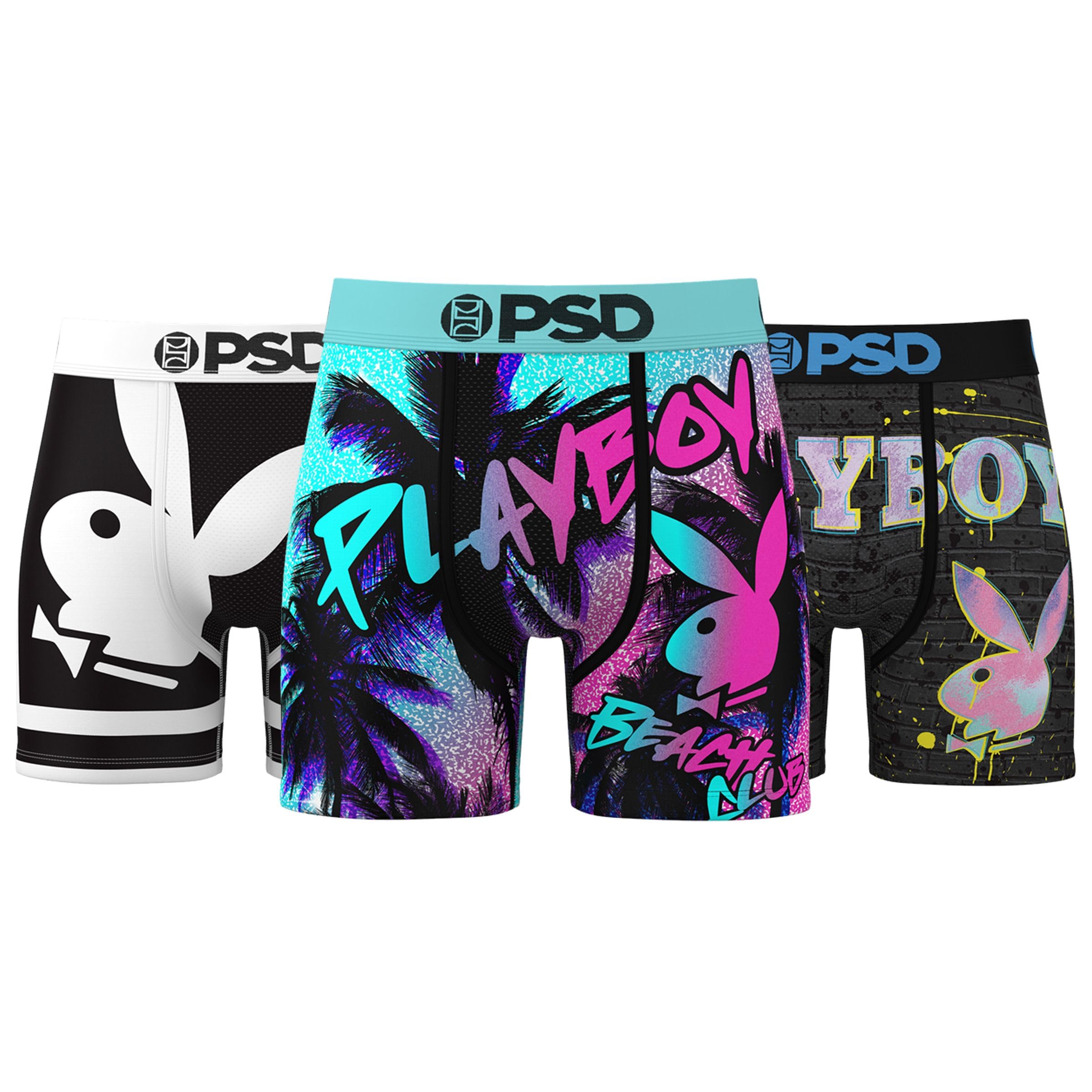 Men's Playboy Bunny Boxer Briefs, Breathable Men's Underwear, Moisture-Wicking Fabric