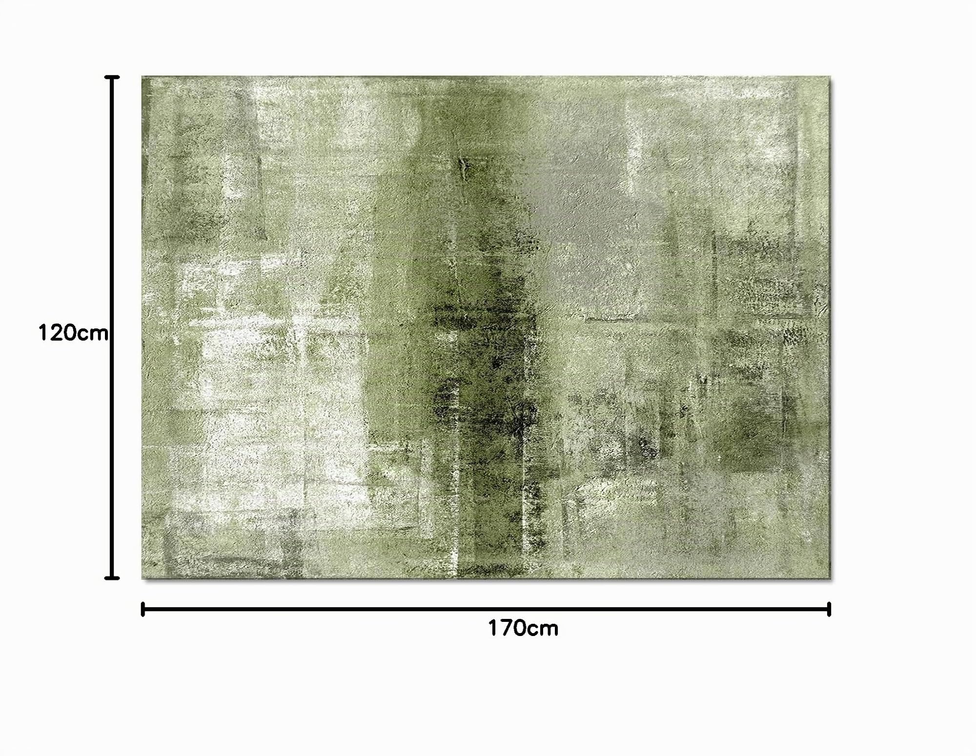 Tappeto Camera da Letto a Verde Salvia Geometrico Astratto, Tappeti Design, 120 x 170 cm Tappetone Antimacchia - per Decor del Pavimento del Soggiorno