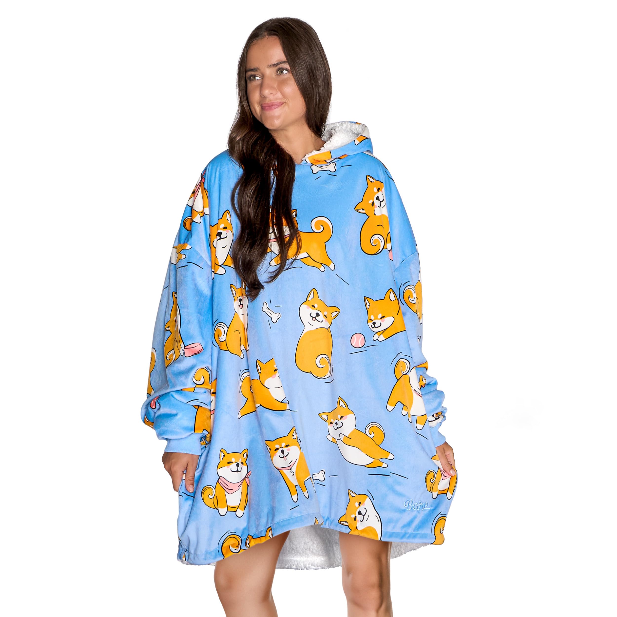 Bare Home Wearable Blanket Hoodie - Soft Plush Sherpa - Warm and Cozy - Oversized Wearable Blanket