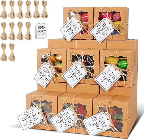 Miniatura 1 de KPOSIYA 120 cajas de panadería marrones con ventana, cajas individuales para cupcakes de 4 x 4 x 2.5 pulgadas, cajas de galletas de papel kraft