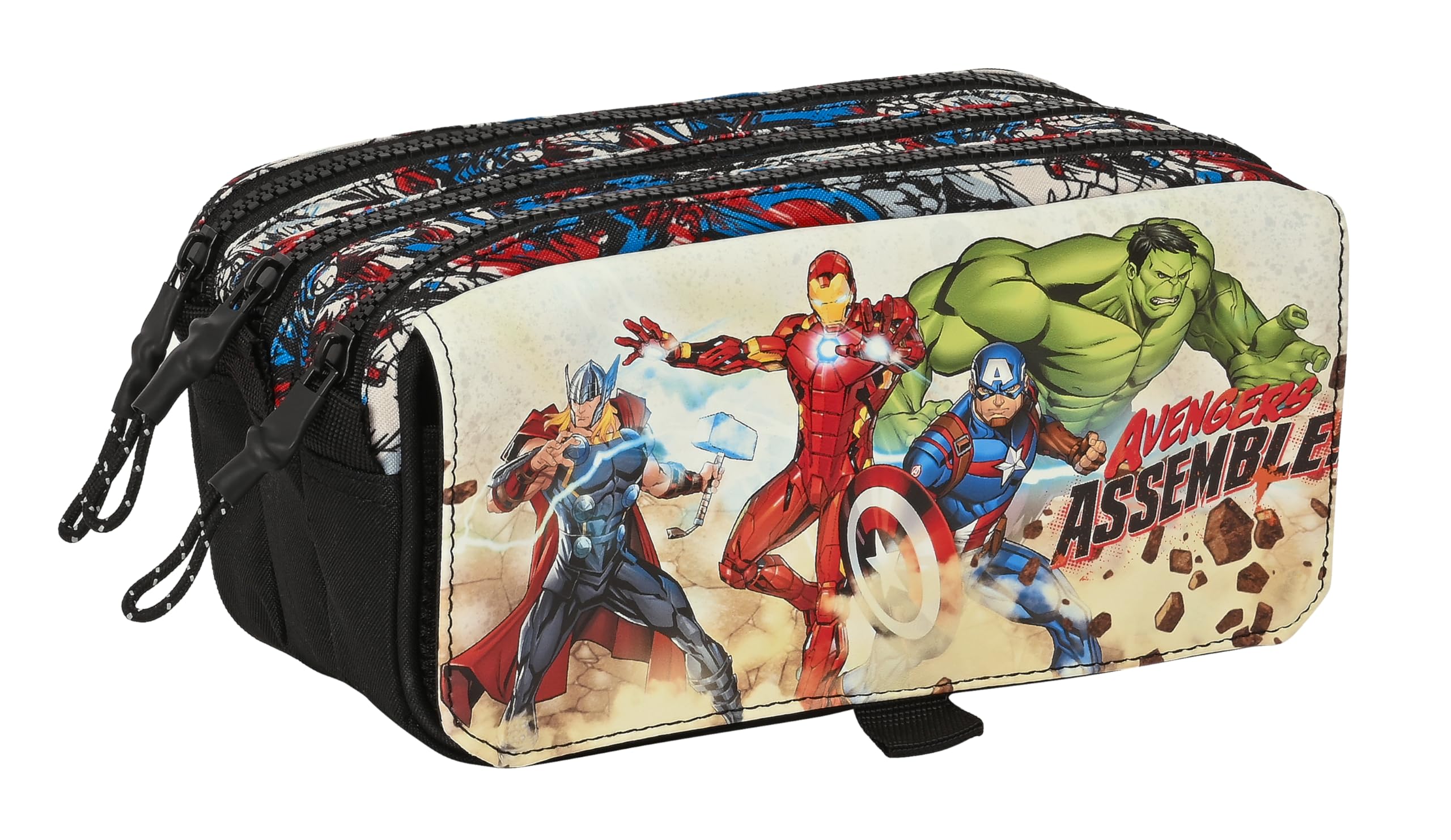 Safta AVENGERS FOREVER - Portatodo Triple Big, Estuche Infantil, Estuche Niño, Ideal para Niños en Edad Escolar, Cómodo y Versátil, Calidad y Resistencia, 21.5x8x10 cm, Multicolor