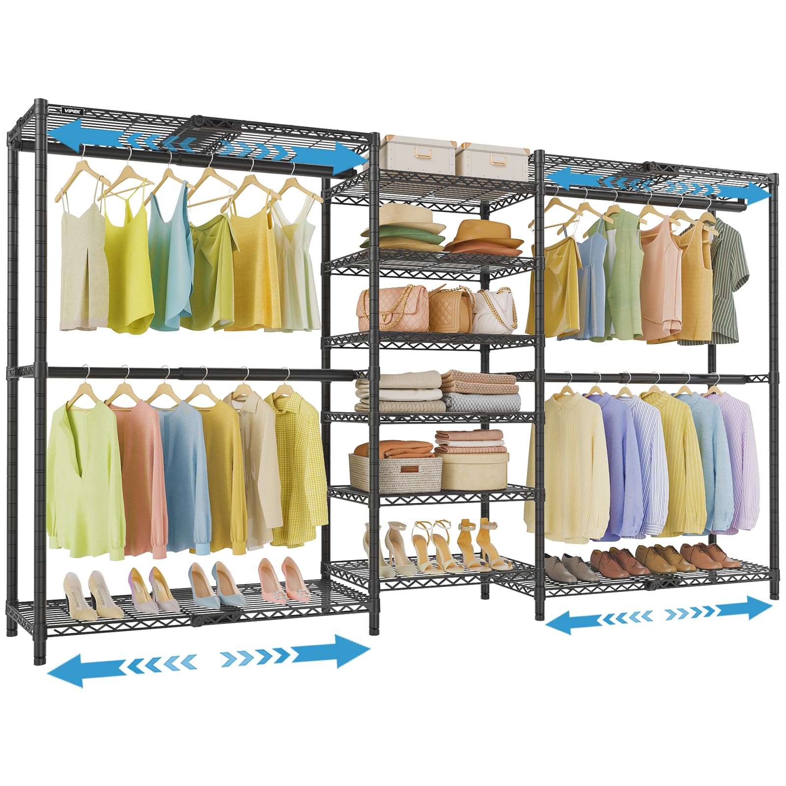 VIPEK X3 Plus Large Expandable Closet Rack Wardrobe Closet Organizer Black