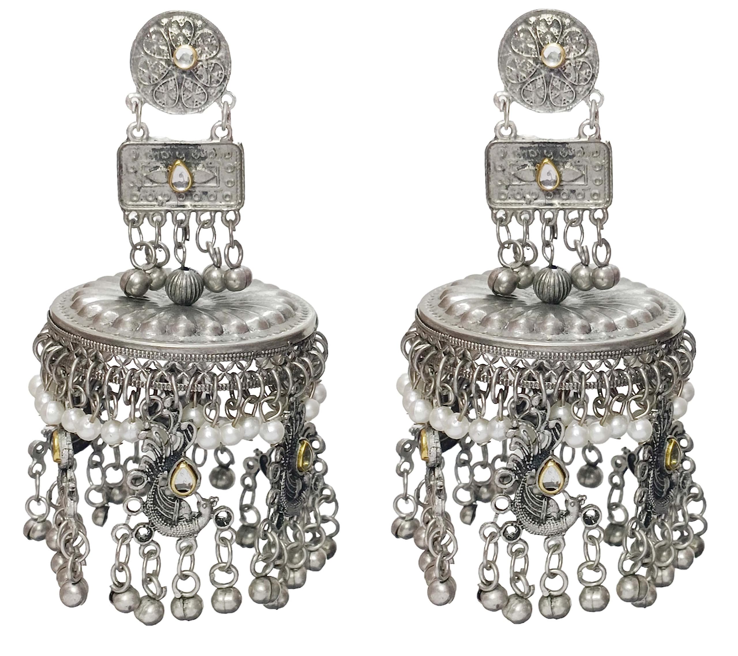 Total Fashion Boho Style Jewellery Afghani Black Metal Oxidised Long Big Jhumka Earrings for Women Girls (B0C9Y3TN9Z) Amazon Price History, Amazon Price Tracker