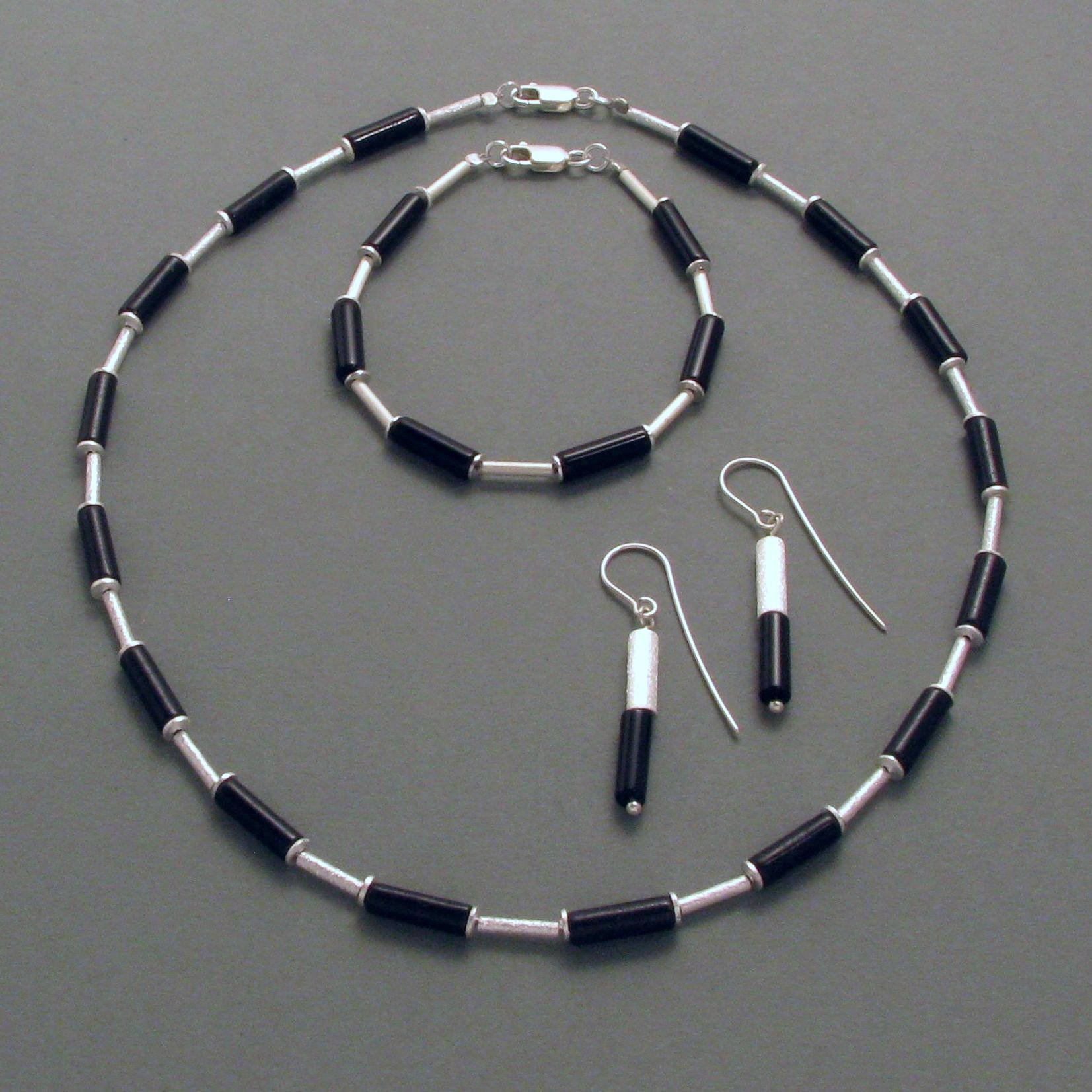 Onyx-Kette mit Silber