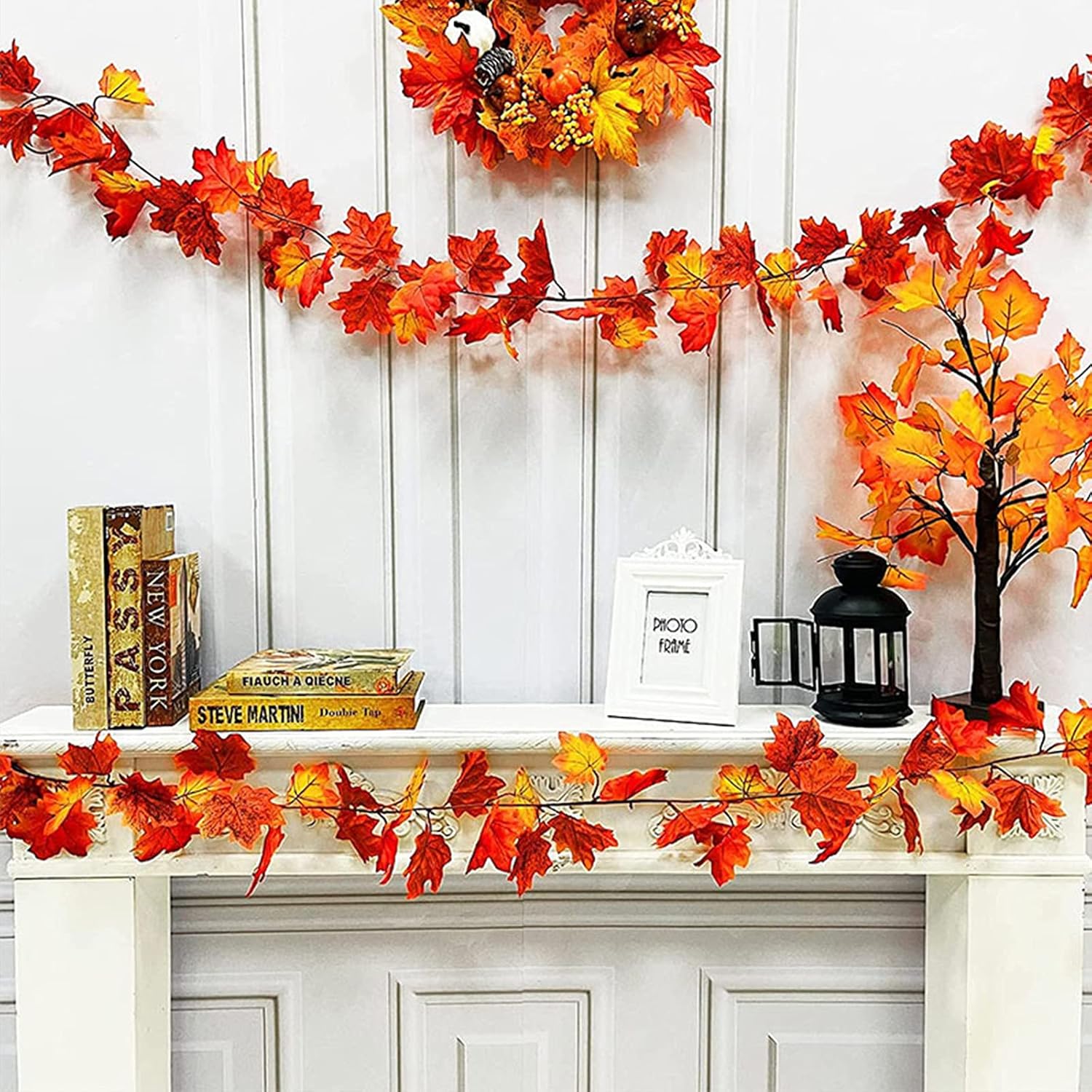 Amazon.com: Fall Leaves Garland for Mantle Decorations - Outdoor ...