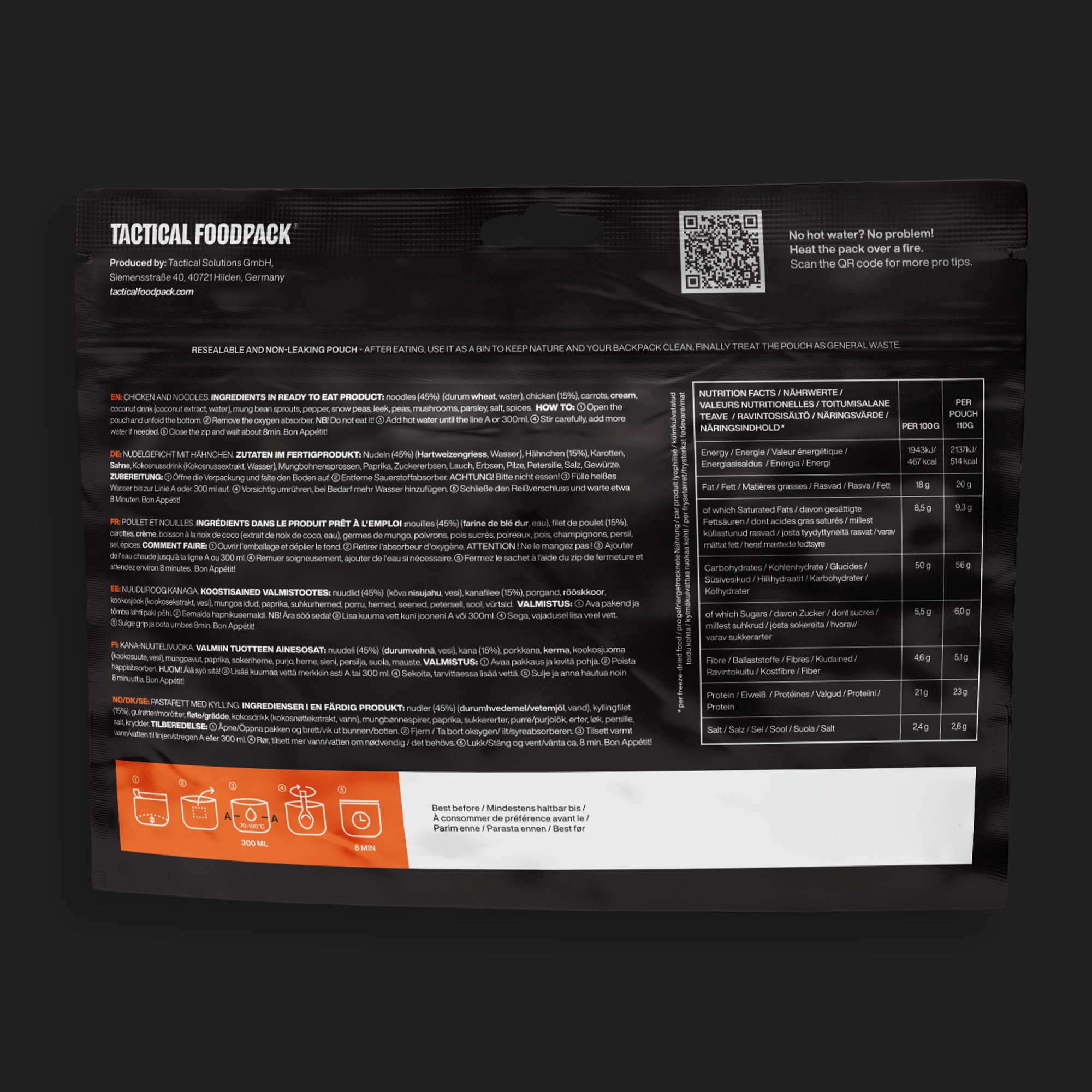 Tactical Foodpack 3er Set - 3 Gefriergetrocknete Mahlzeit (mit Fleisch) für Camping, Survival Outdoor Nahrung. Tracking oder Notfallrucksack – Fertiggerichte wie hausgemacht zum Verzehr bereit