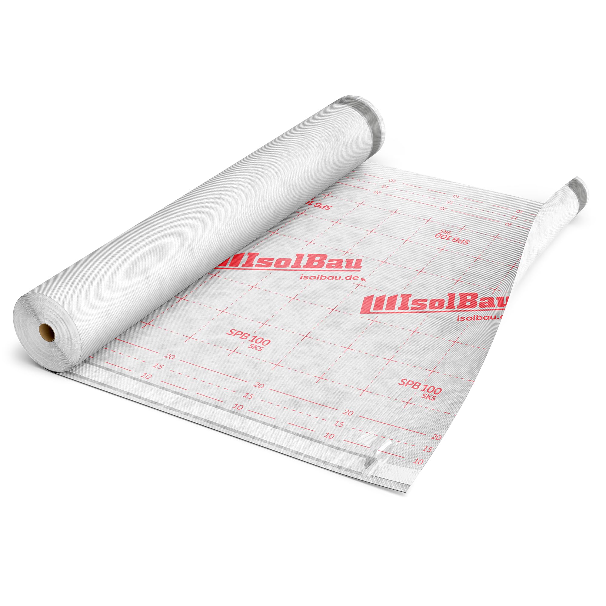 Isolbau Unterspannbahn Dach SPB 100 SKS, 150 m² Rolle (1,5 x 100 m) - Selbstklebende Dachfolie 100 g/m² & 2 Klebestreifen - Dampfdurchlässige Unterdeckbahn, wasserdicht und witterungsbeständig