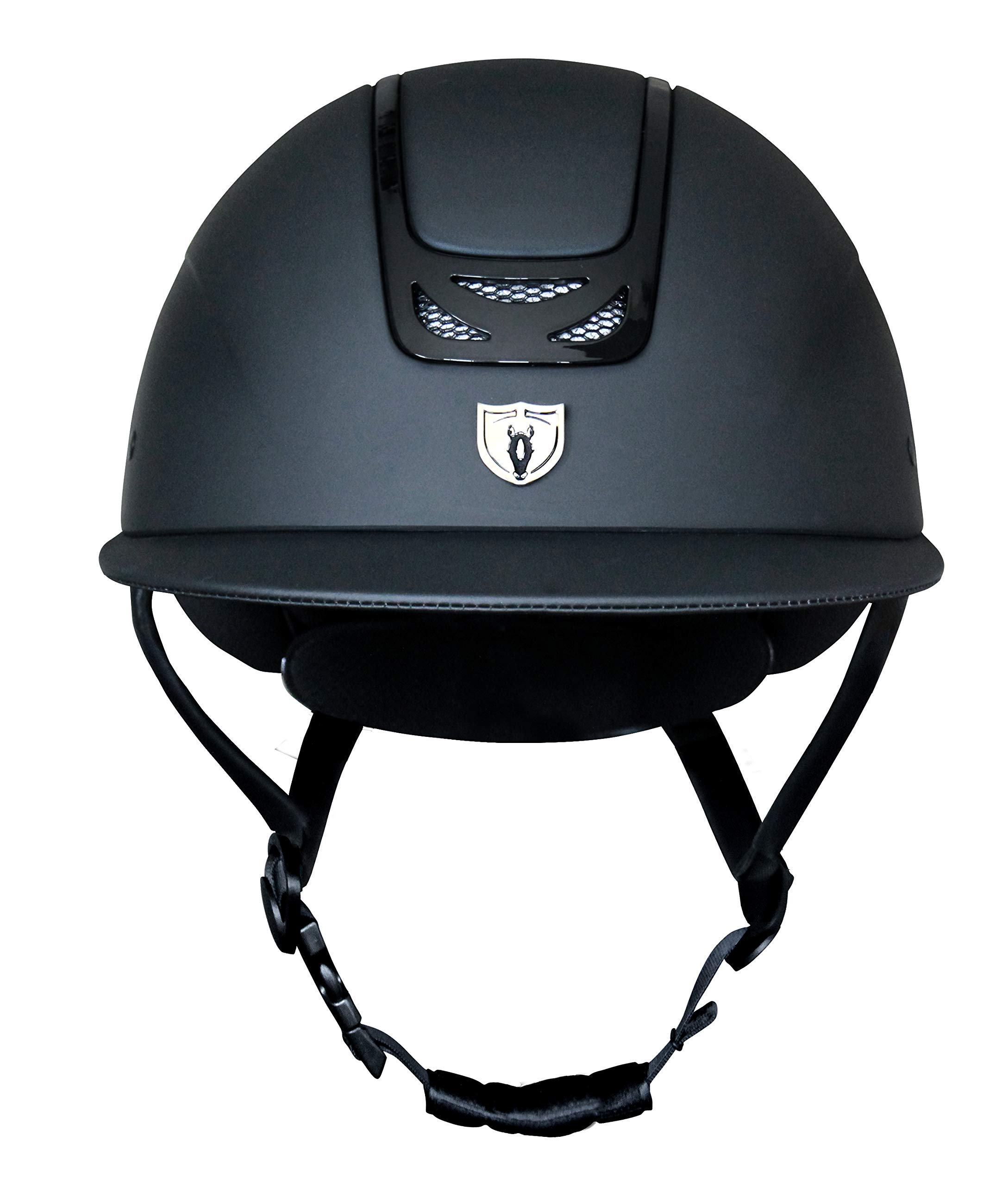 TIPPERARY EQUESTRIAN Horse Riding Helmet - Royal Wide Brim - English Style Protective Horseback Riding Apparel - Safety Helmet with Cooling Ventilation - Matte Black - Matte Black - Black Gloss - M