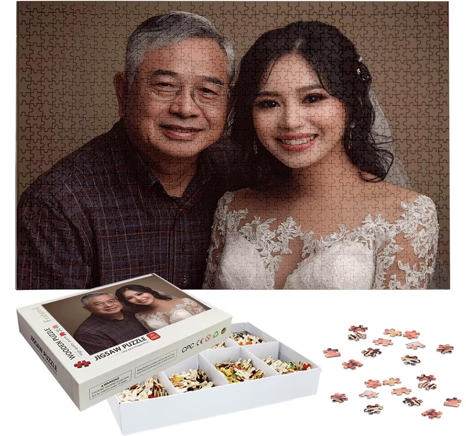 Puzzle Personalizado con Foto, Personalizada Rompecabezas Personalizado Diseña tu Logo Foto o Texto, Personalizado Navidad Halloween San Valentín Parejas Niños Familia Amigos h-2229