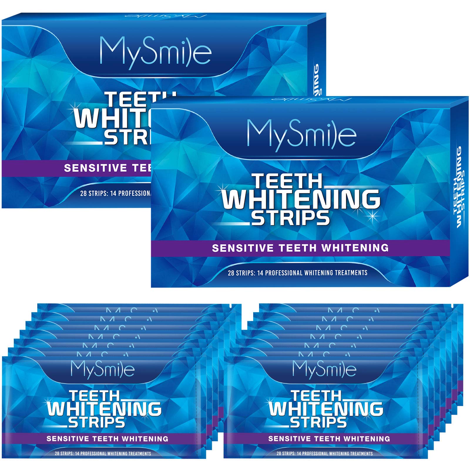 MySmileTeeth Whitening Strips, White Strips Teeth Whitening Kit, Non-Sensitive 28 Sets Teeth Whitener for Tooth Whitening, Helps to Remove Smoking Coffee Soda Wine Stain, Up to 10 Shades Whiter