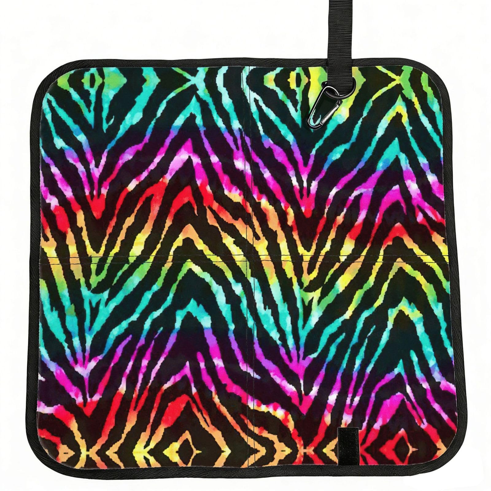 KAPPTYY Colorful Rainbow Zebra Printed Bleacher Seat Cushion PE Foam Filling, Foldable Sitting Pad for Concert Stadium Events
