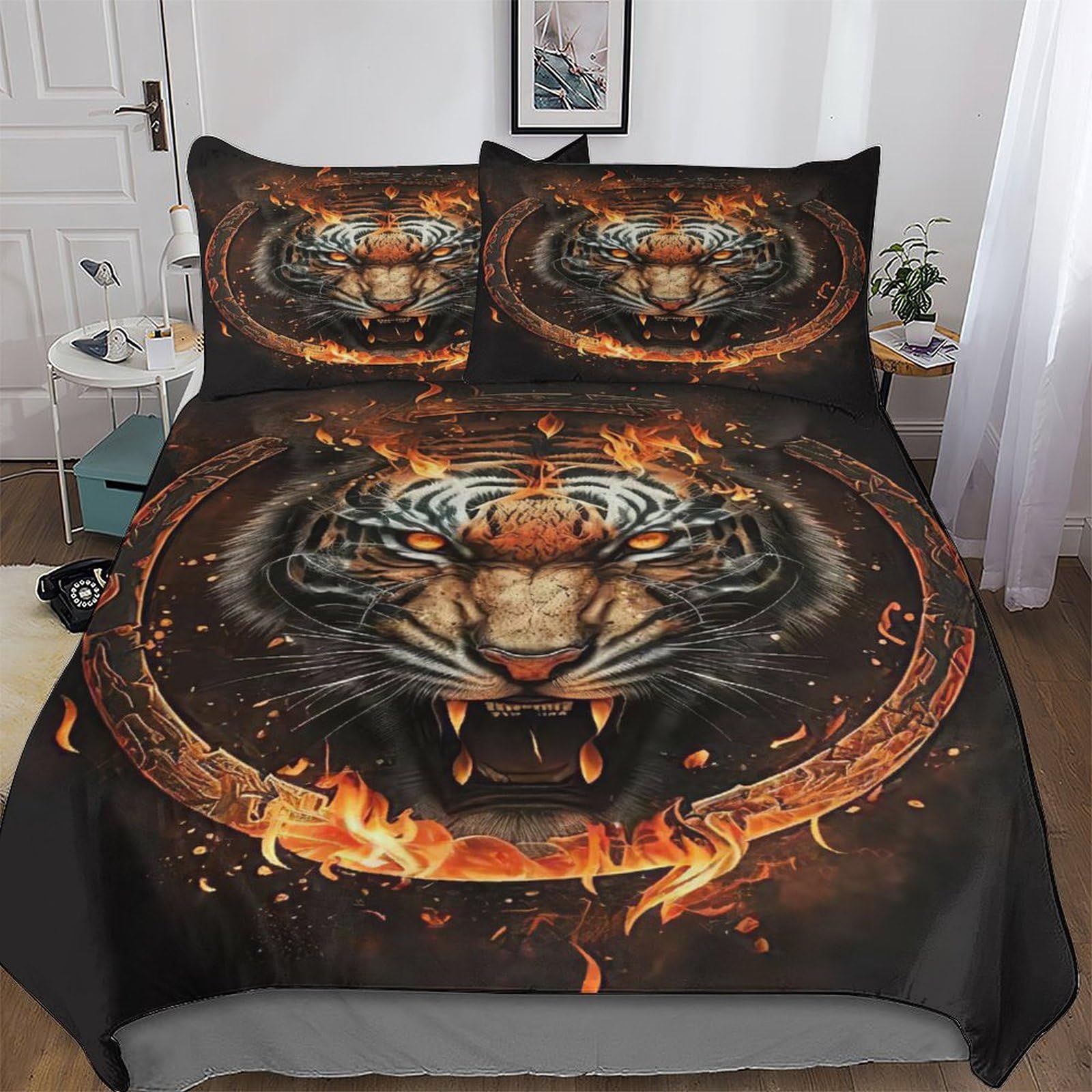 Housse de couette tigre douce et anti-allergique en microfibre