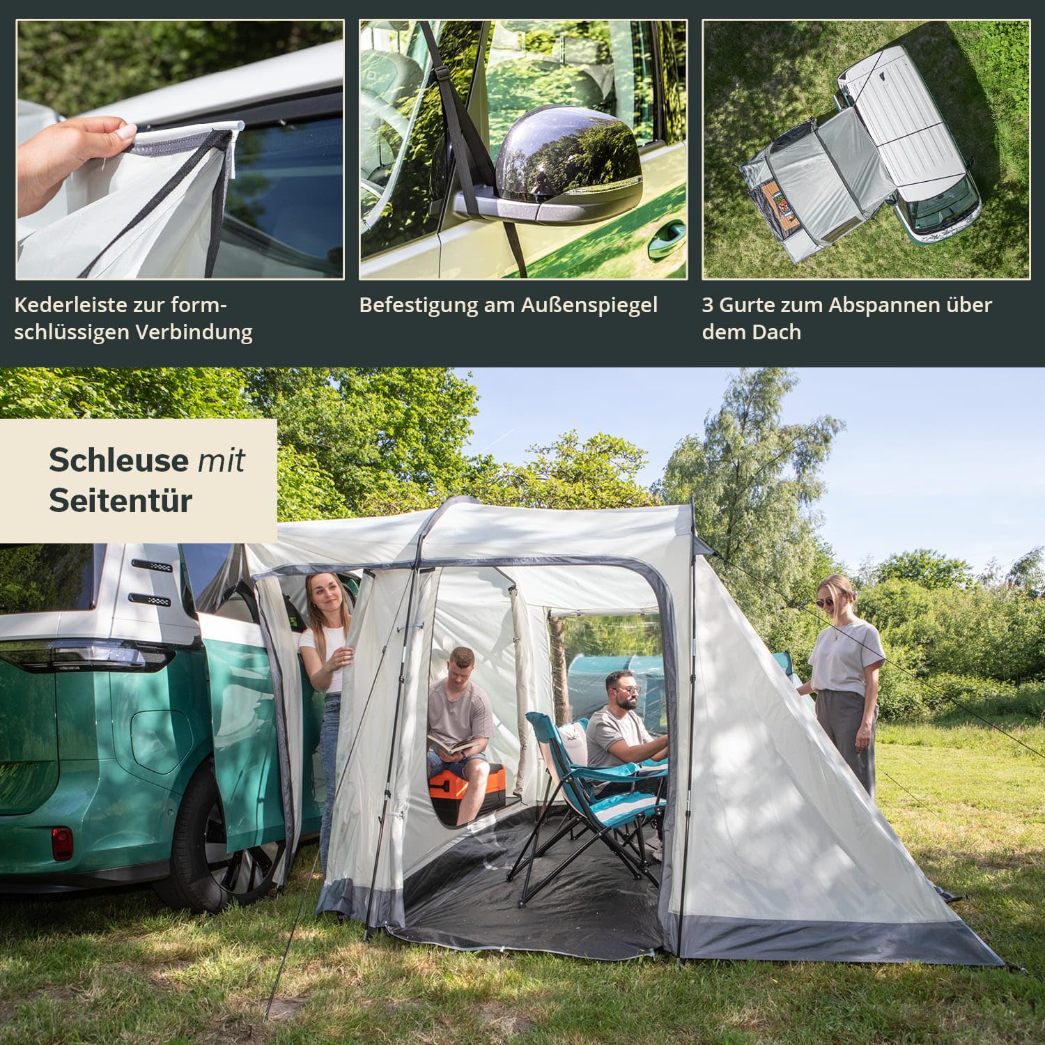 Skandika Balestrand Van Protect Tienda de campaña túnel | para 2-4 Personas, Suelo de la Tienda Cosido, Impermeable, Columna de Agua de 3000 mm, mosquitera | Tienda de campaña para monovolumen