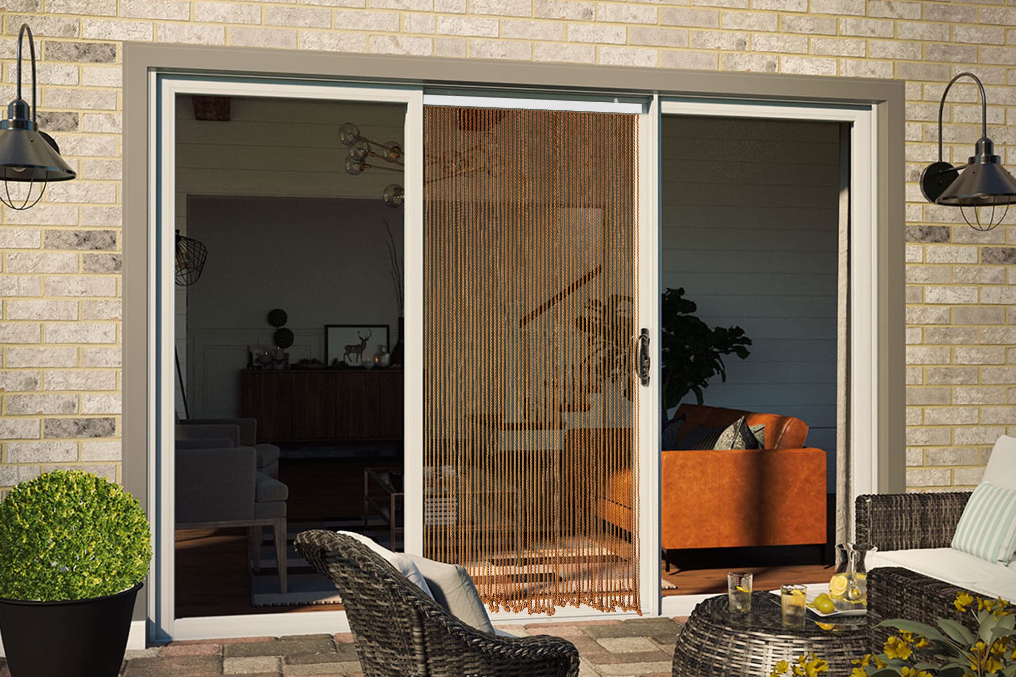 Kobolo Seilvorhang Light Brown 54 Stränge 90x195/200 cm braun
