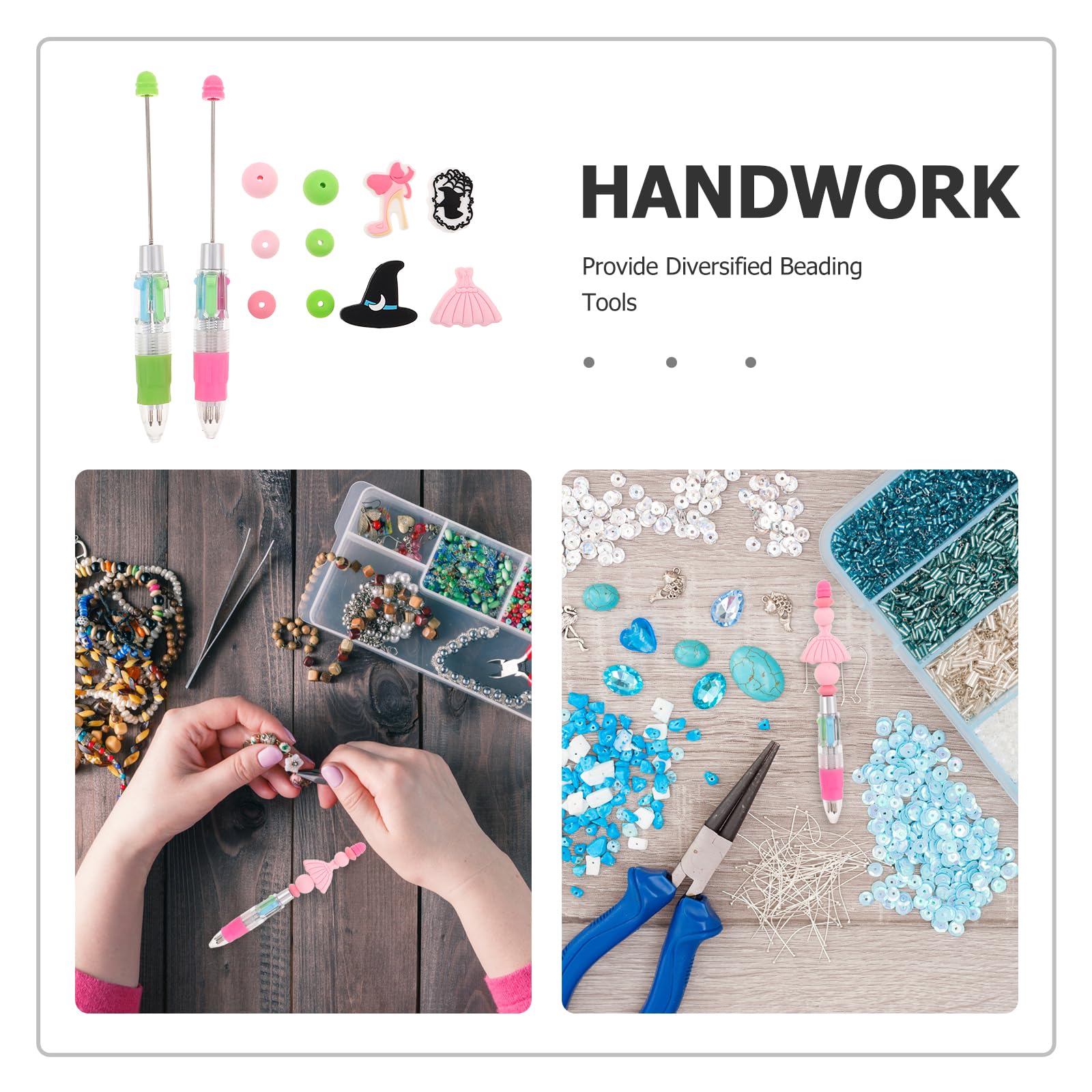 LIFKOME Set Fai da Te per Penne con Perline a Tema Strega e Principessa, Kit Artigianale da 72 Pezzi con Perline in Silicone Forate, Forniture Creative per Scuola, Ufficio e Bomboniere