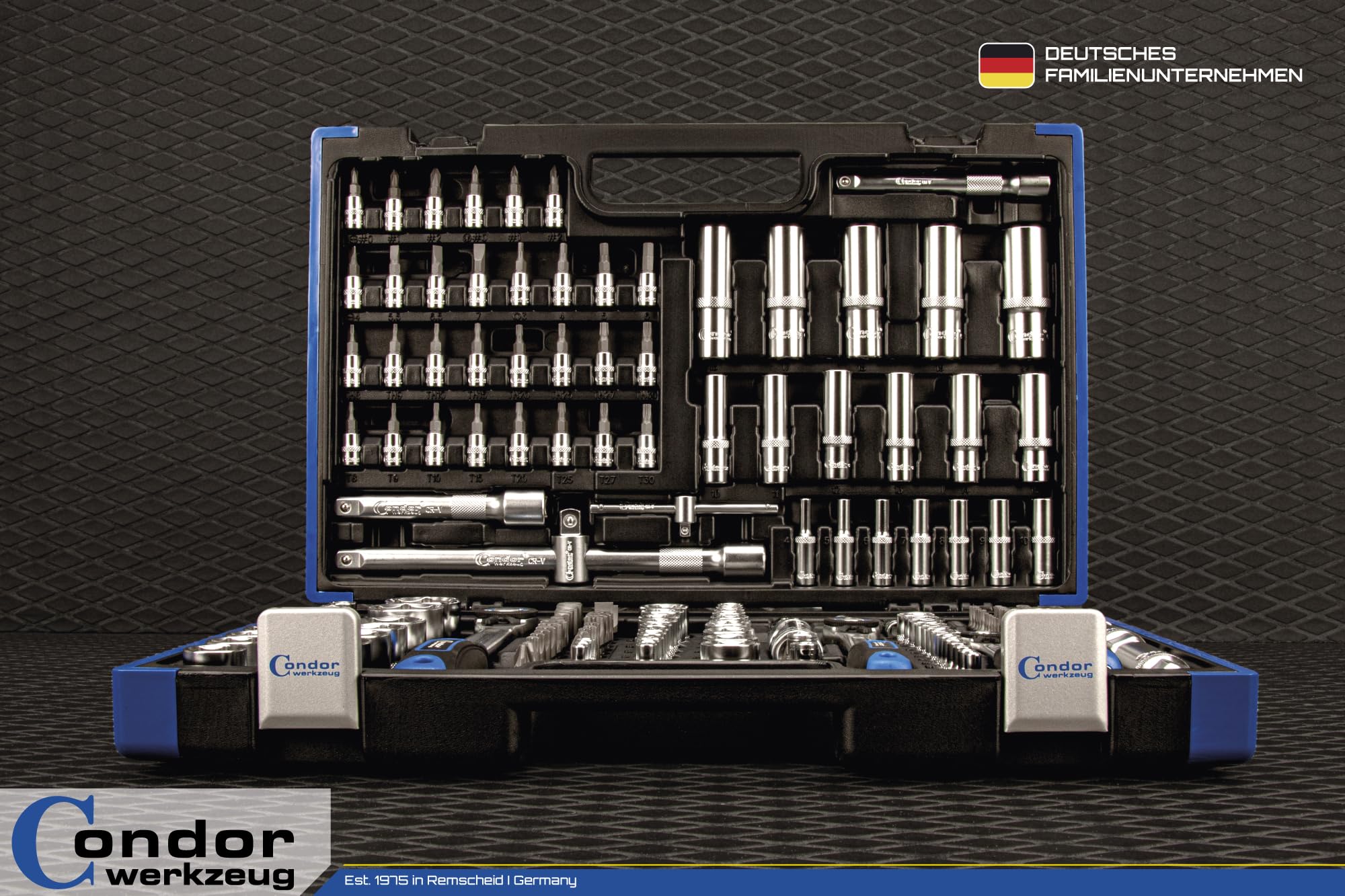 Condor Werkzeug 38180 | Steckschlüssel-Satz Sechskant | 180-teilig | Antrieb 1/4" + 3/8" + 1/2" | mit Koffer | xcess performance